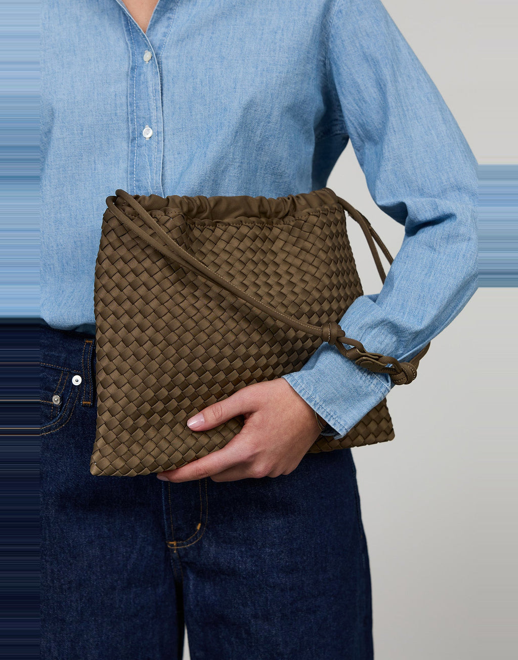 MARREA Borsa Multi in Neoprene Intrecciato Coco Fresco