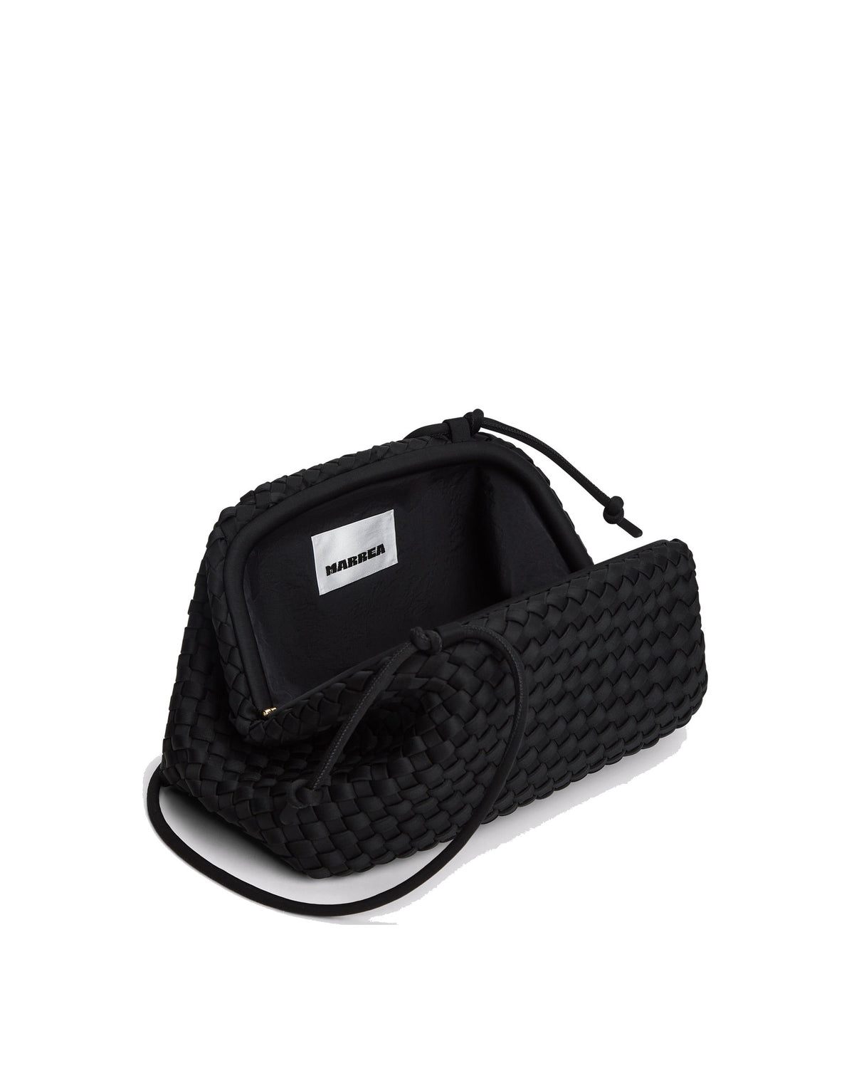 MARREA Borsa a Tracolla Pouch in Neoprene Intrecciato di Nero