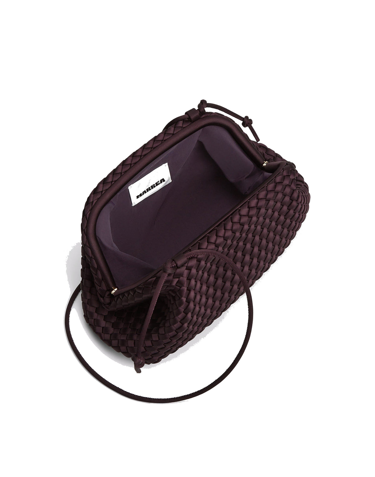 MARREA Borsa a Tracolla Pouch in Neoprene Intrecciato Aubergine Satin