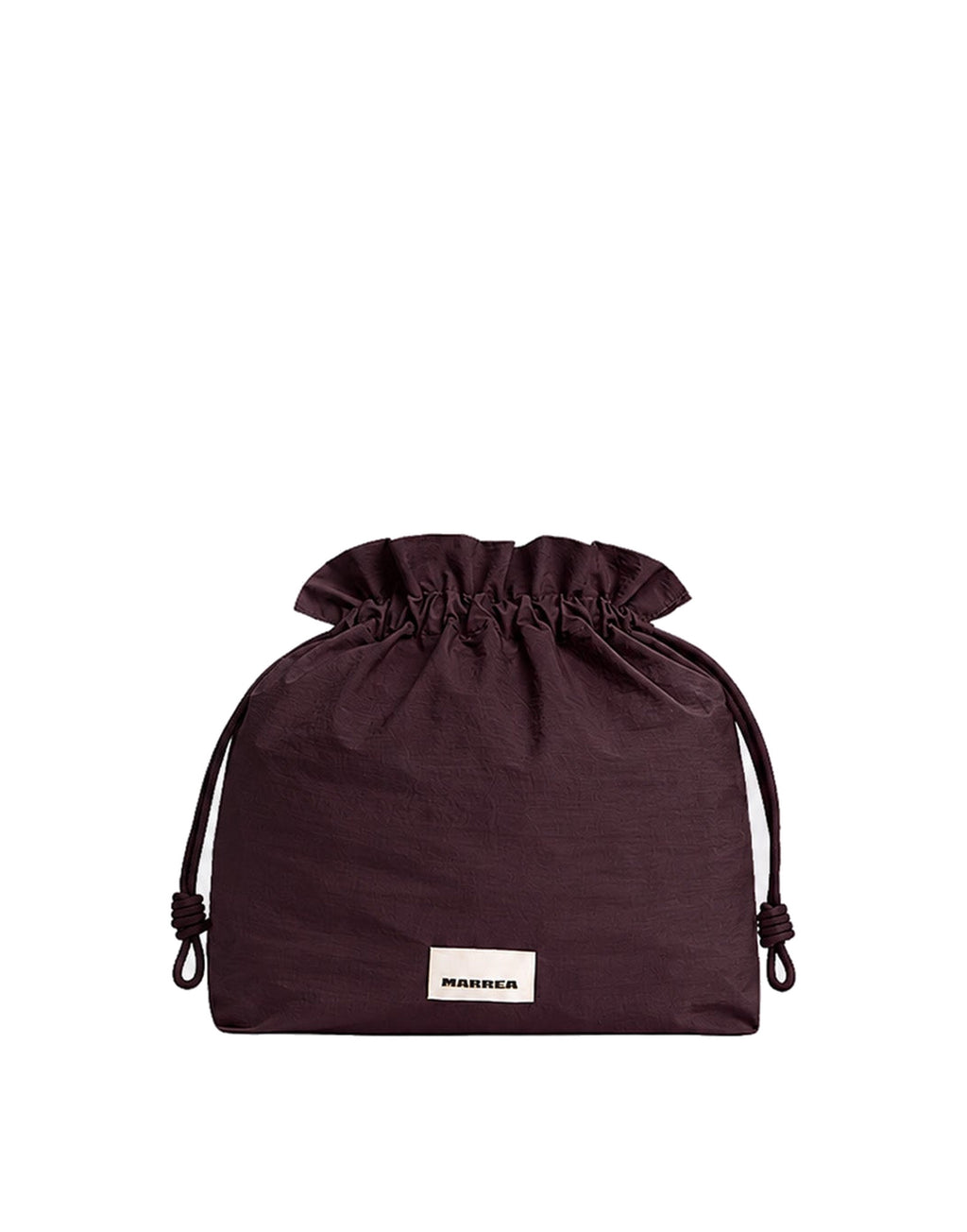 MARREA Borsa a Tracolla Pouch in Neoprene Intrecciato Aubergine Satin