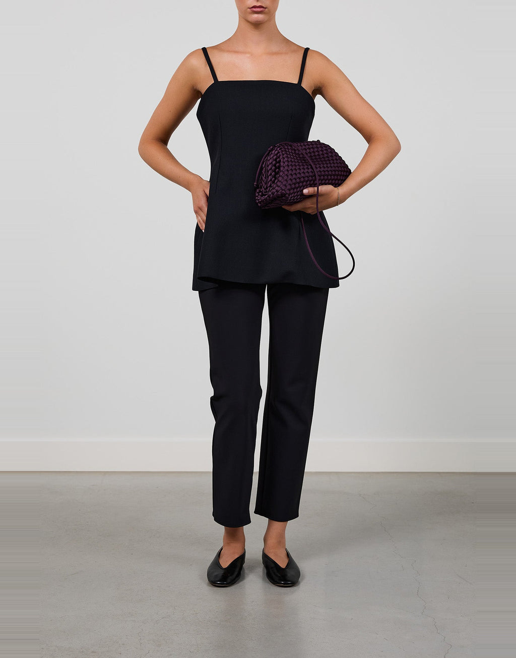 MARREA Borsa a Tracolla Pouch in Neoprene Intrecciato Aubergine Satin