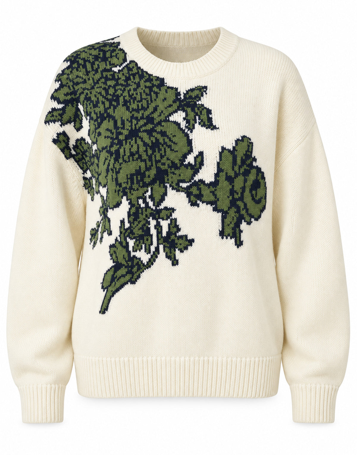 MII Maglione in Lana e Cashmere con Fiore Jacquard