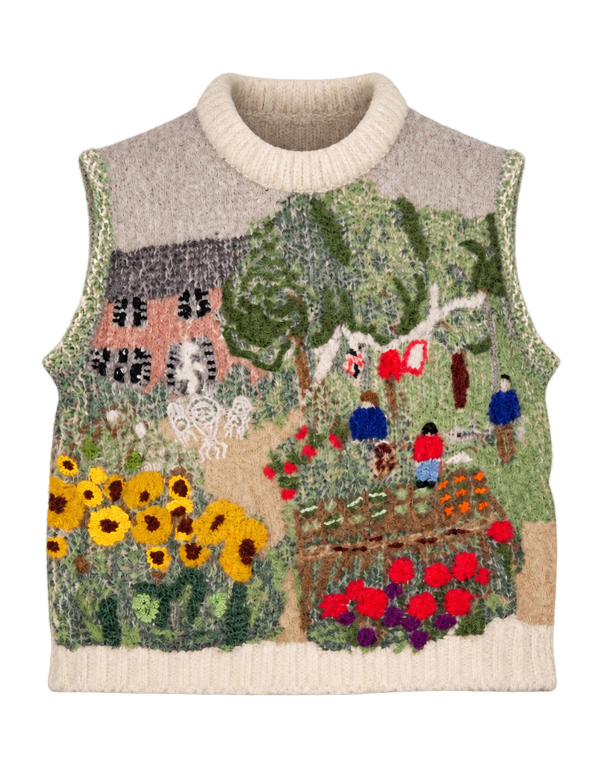 MII Gilet Ricamato in Alpaca e Lana