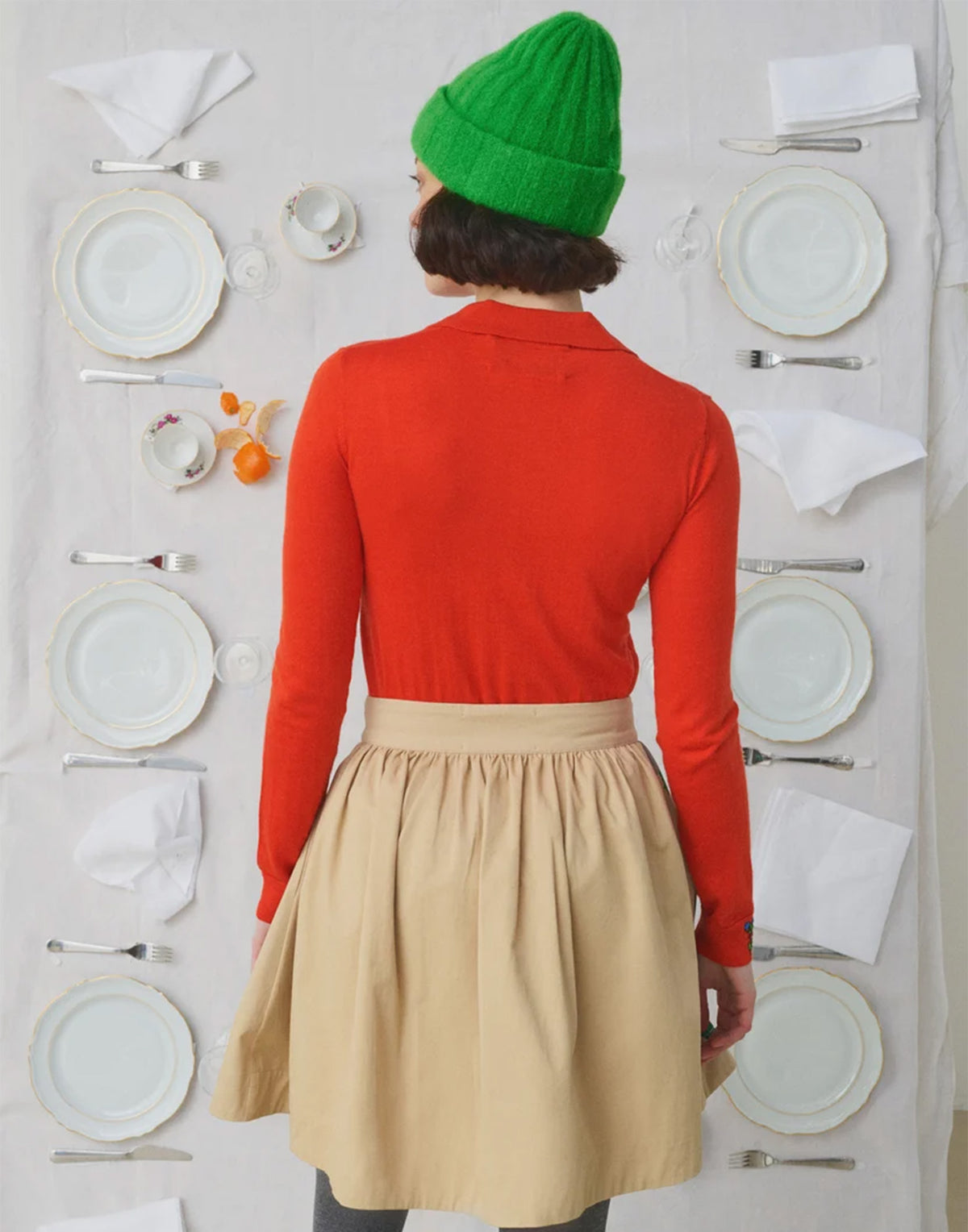 MII Maglia Polo in Lana Superfine e Seta con Ricami Orange