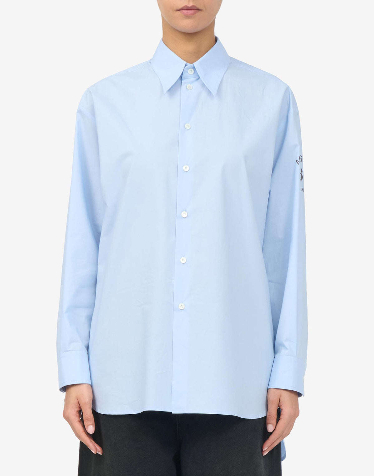 MM6 MAISON MARGIELA Camicia Oversize in Popeline di Cotone Light Blue