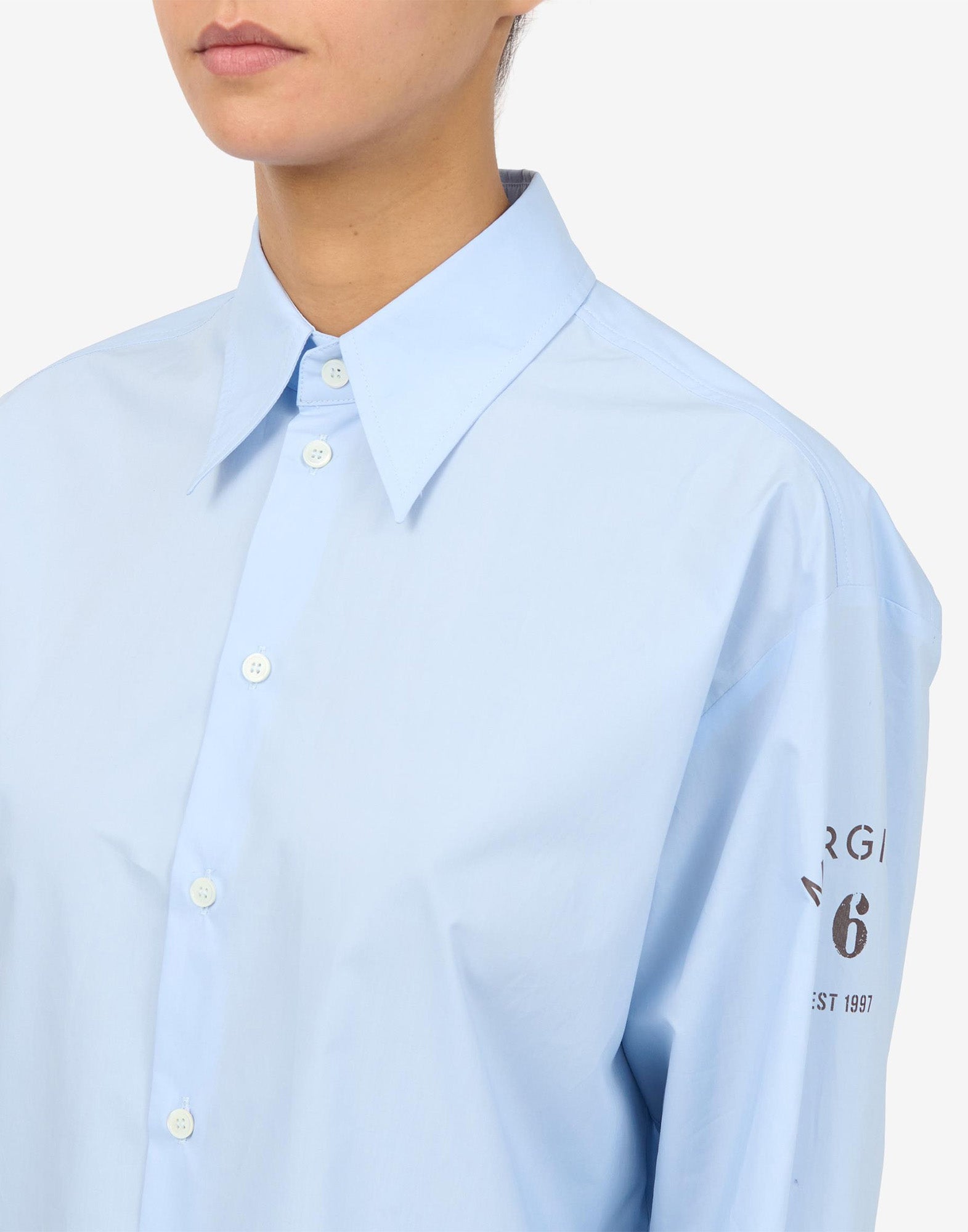 MM6 MAISON MARGIELA Camicia Oversize in Popeline di Cotone Light Blue