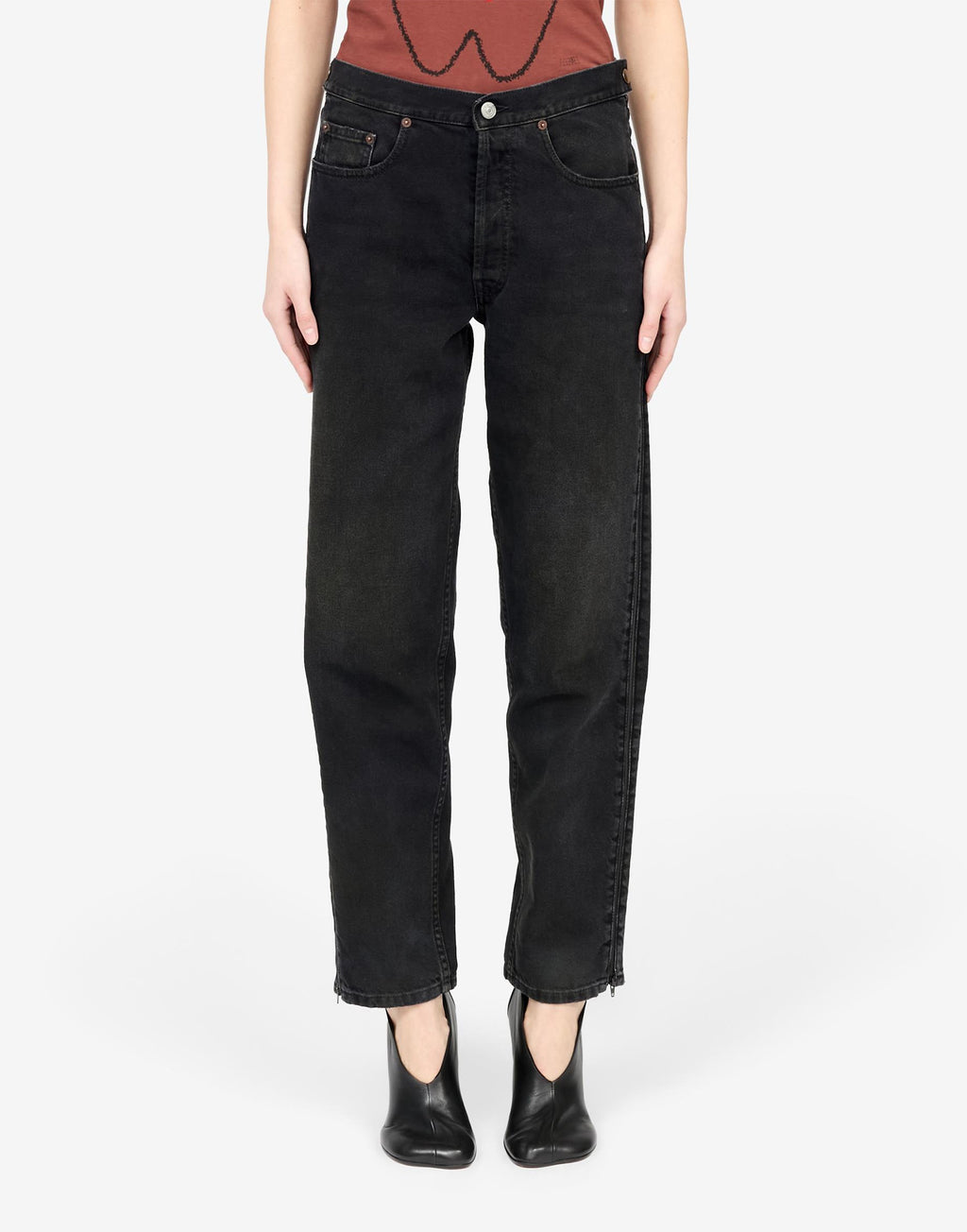 MM6 MAISON MARGIELA Jeans in Denim Nero con Zip