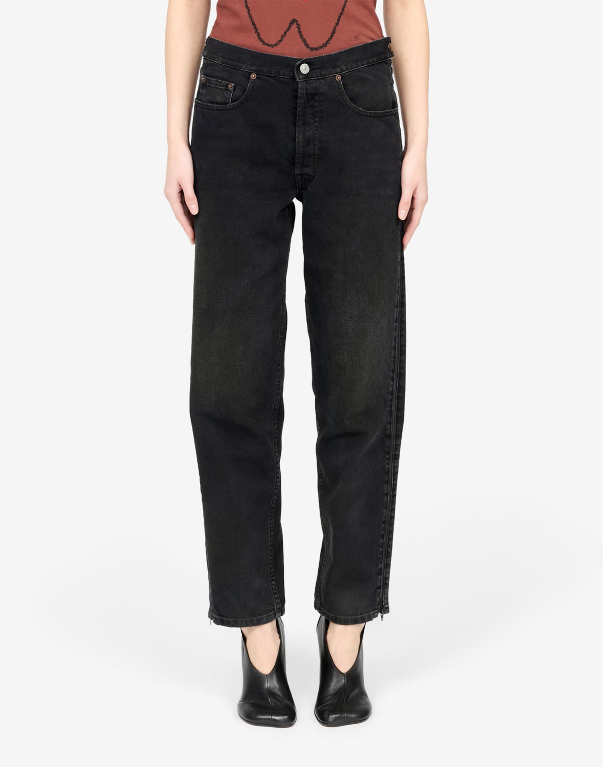 MM6 MAISON MARGIELA Jeans in Denim Nero con Zip