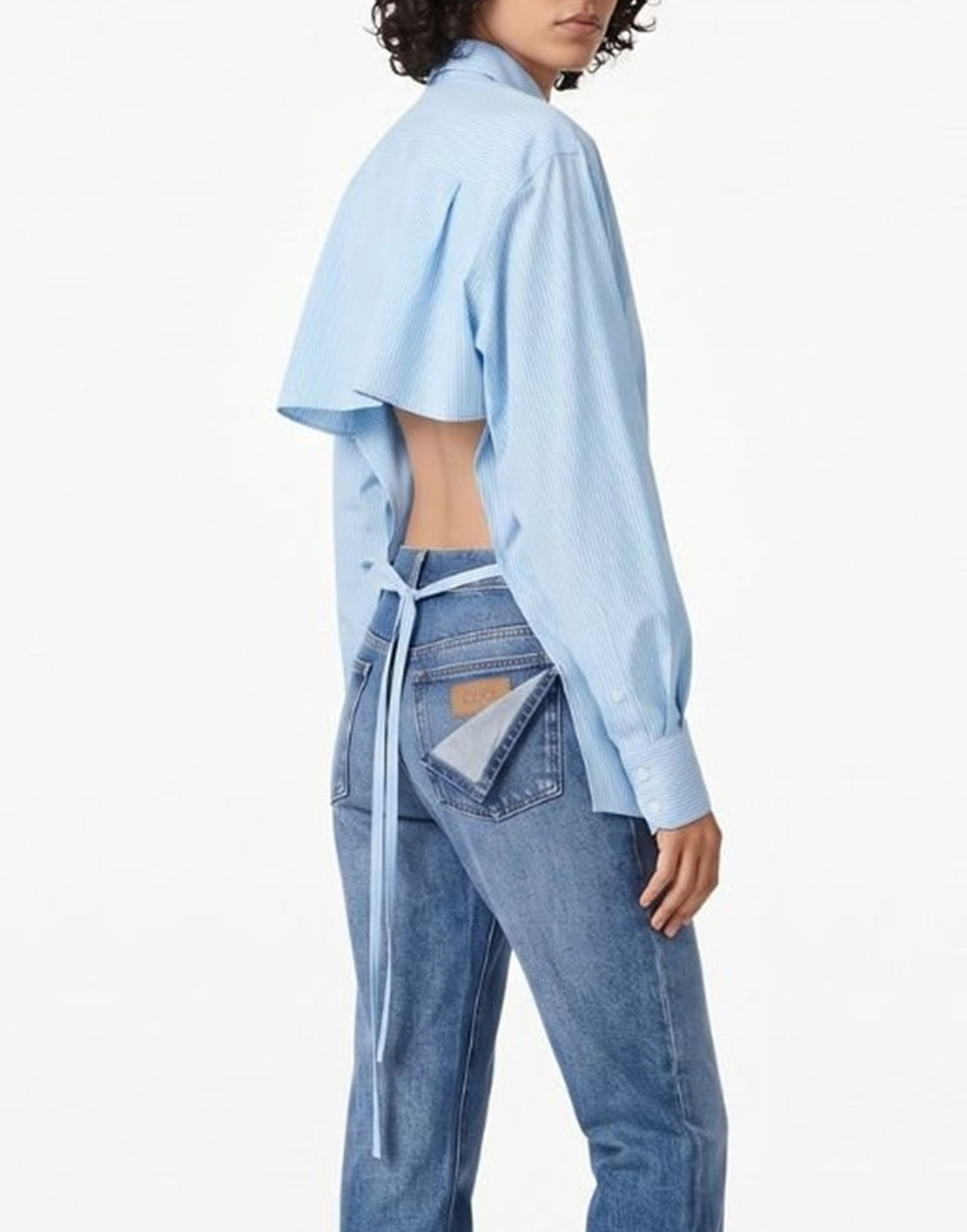 MM6 MAISON MARGIELA Camicia a Righe Azzurre con Apertura Posteriore