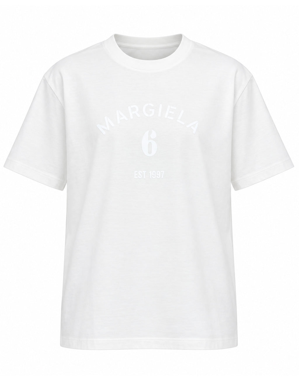 MM6 MAISON MARGIELA T-Shirt in Jersey di Cotone con Logo Off White