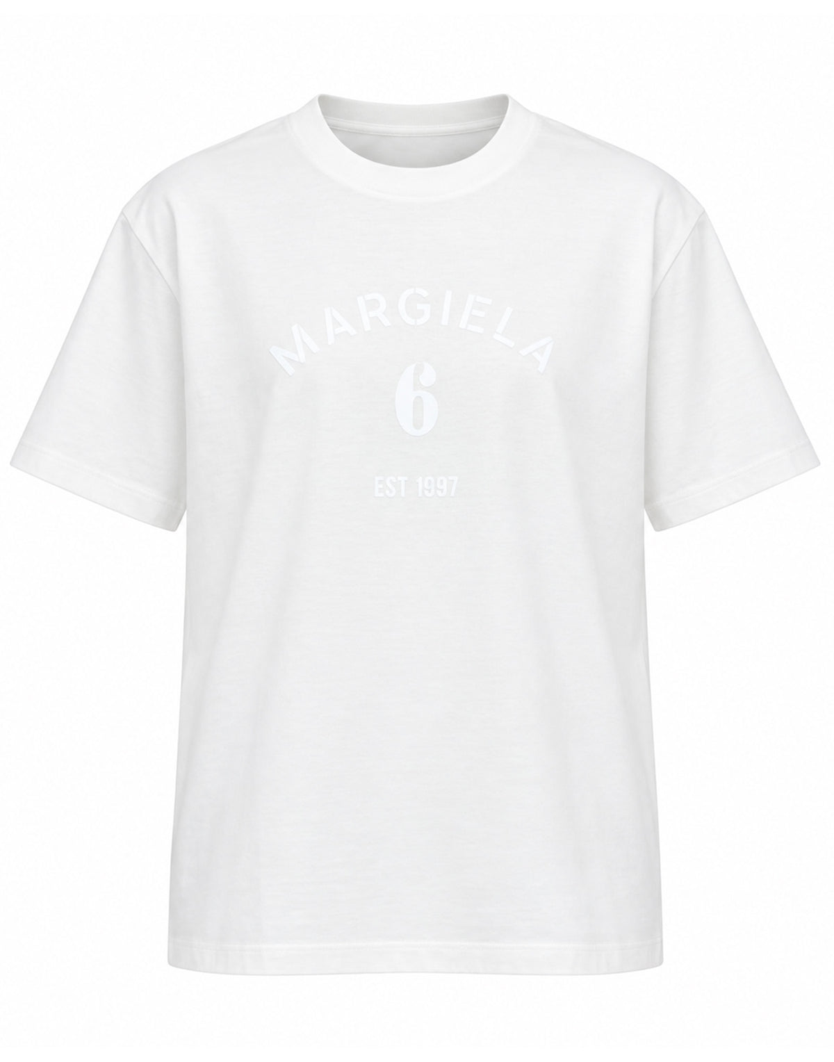 MM6 MAISON MARGIELA T-Shirt in Jersey di Cotone con Logo Off White