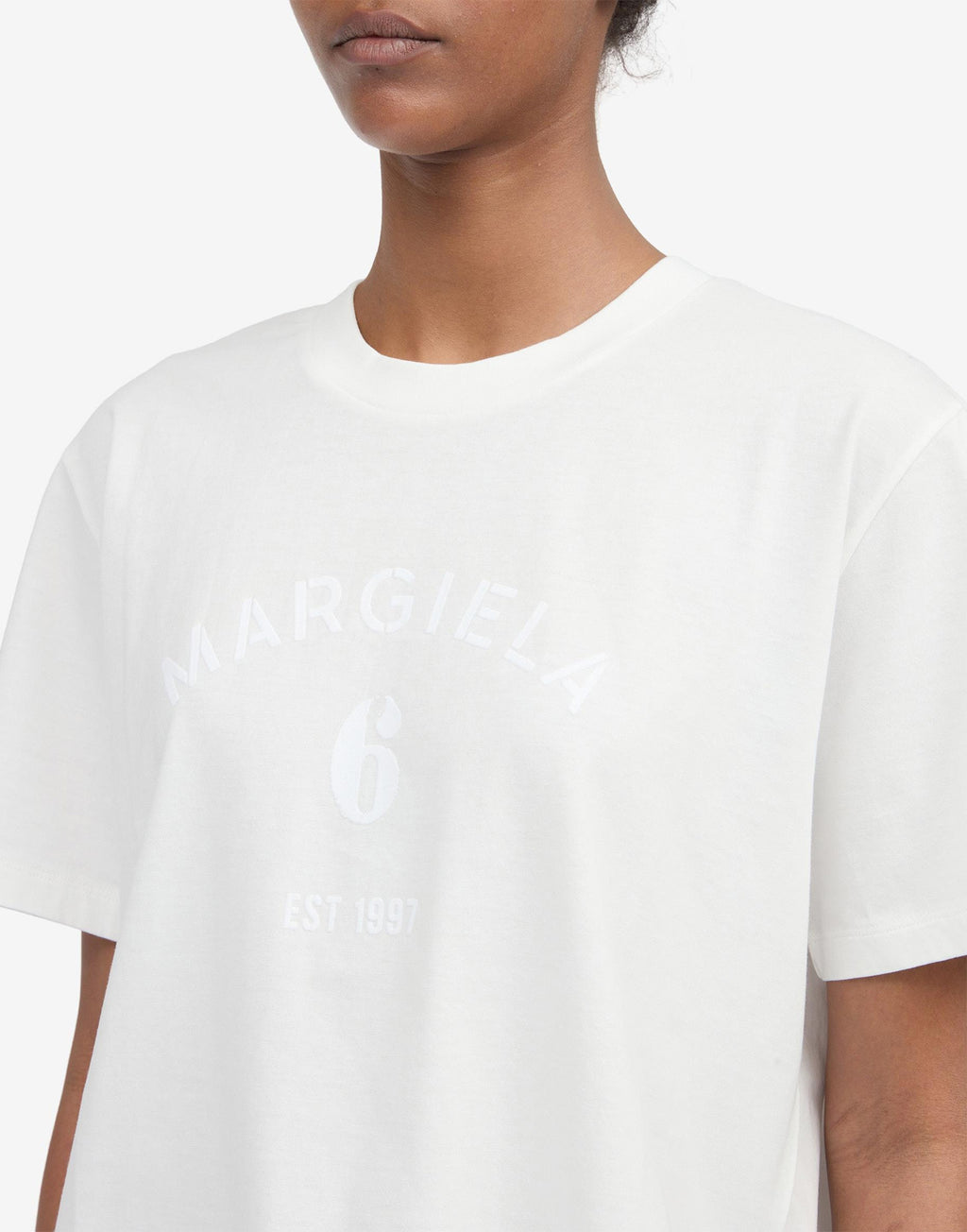 MM6 MAISON MARGIELA T-Shirt in Jersey di Cotone con Logo Off White