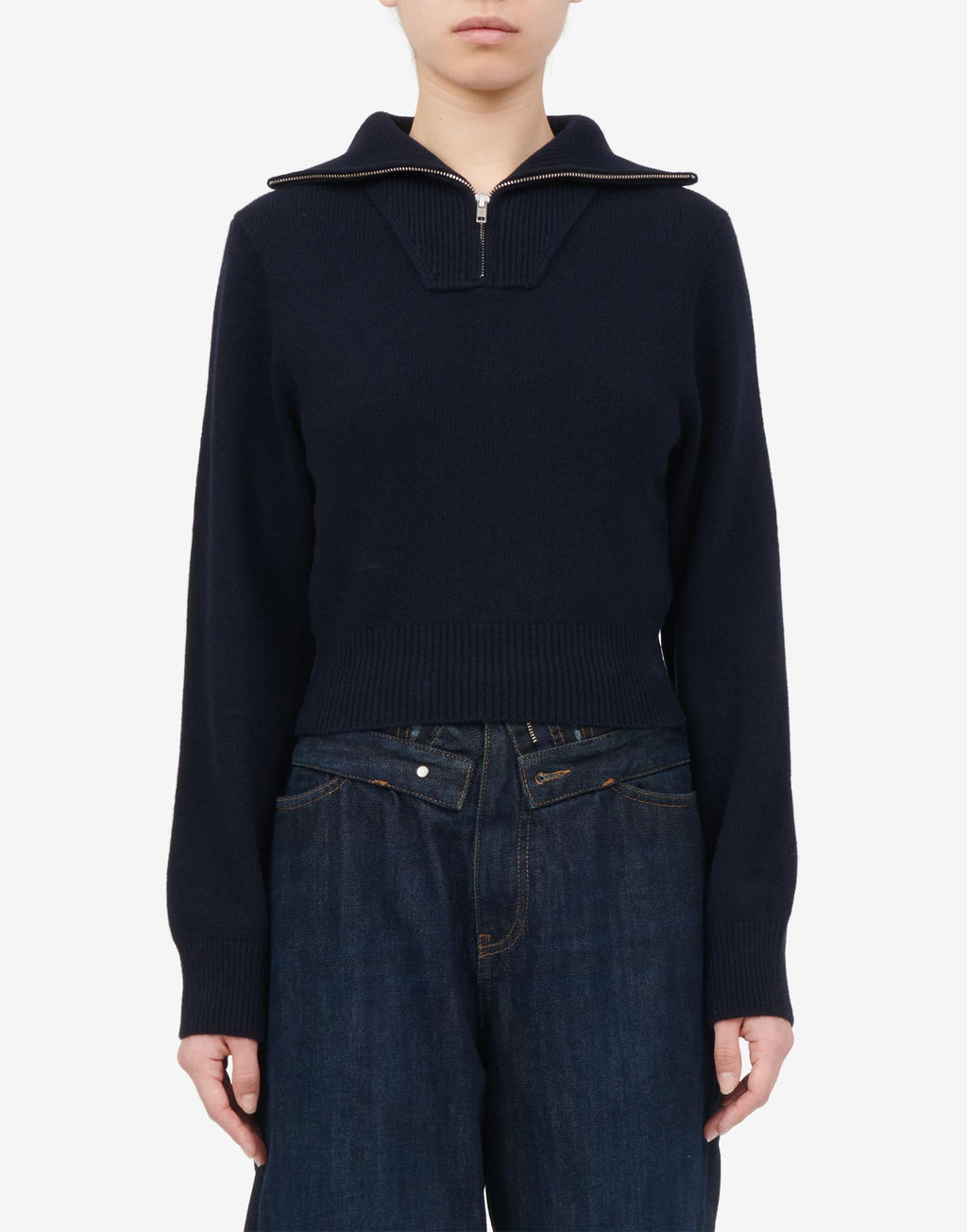 MM6 MAISON MARGIELA Maglione in Lana con Collo Zip Navy