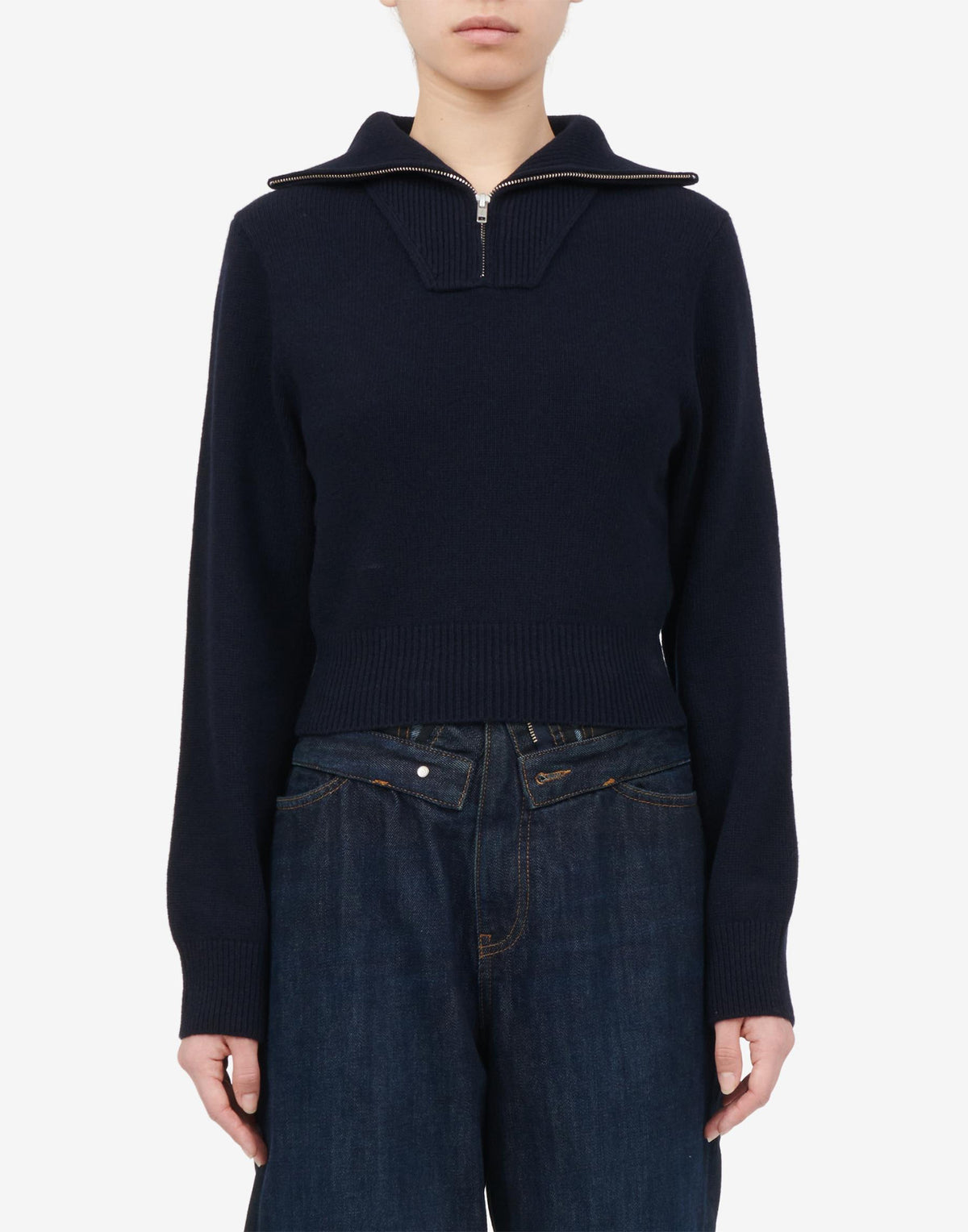 MM6 MAISON MARGIELA Maglione in Lana con Collo Zip Navy
