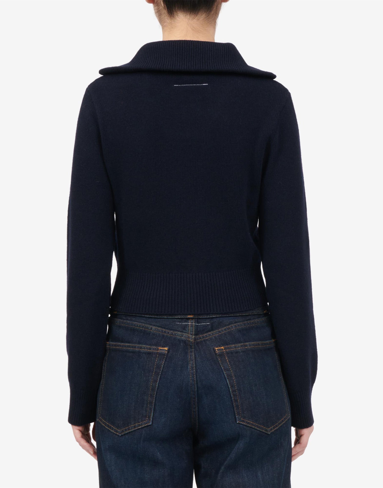 MM6 MAISON MARGIELA Maglione in Lana con Collo Zip Navy