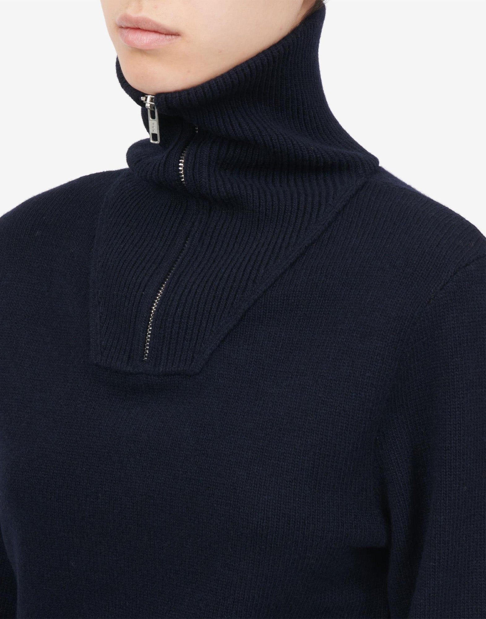MM6 MAISON MARGIELA Maglione in Lana con Collo Zip Navy