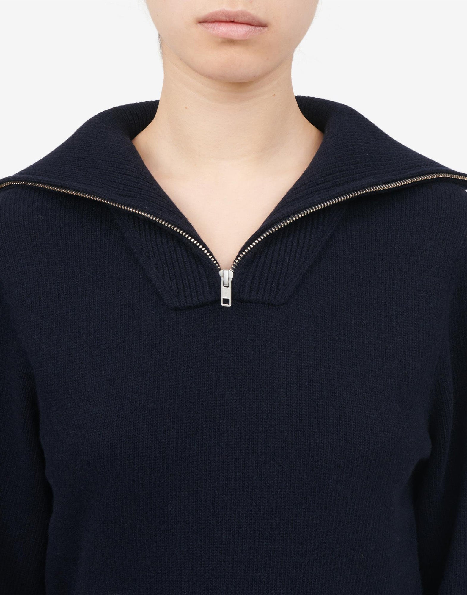 MM6 MAISON MARGIELA Maglione in Lana con Collo Zip Navy