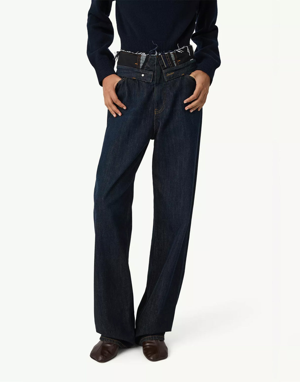 MM6 MAISON MARGIELA Jeans in Denim con Vita a Taglio Vivo