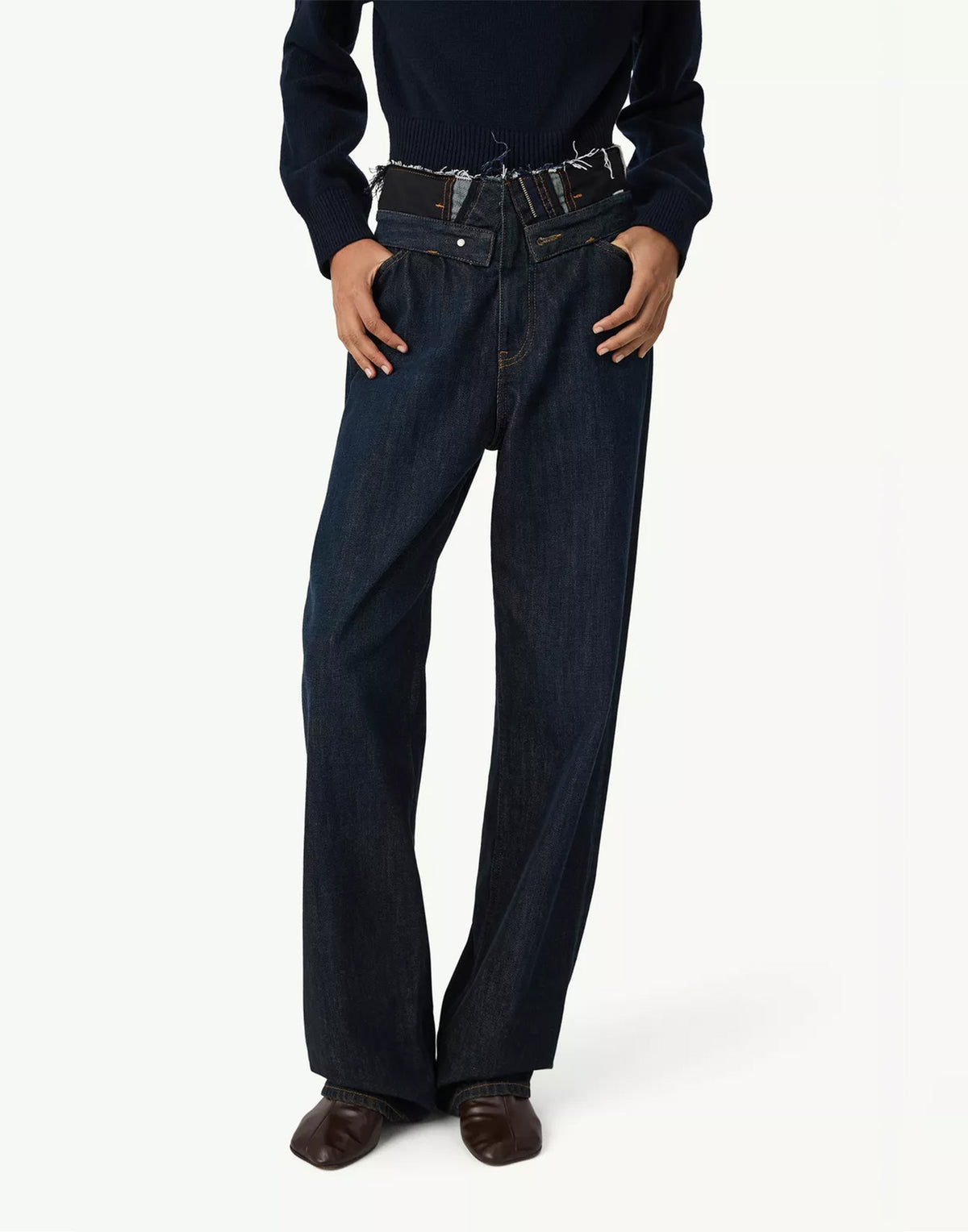 MM6 MAISON MARGIELA Jeans in Denim con Vita a Taglio Vivo