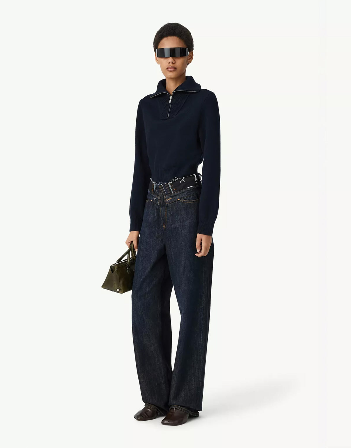 MM6 MAISON MARGIELA Jeans in Denim con Vita a Taglio Vivo