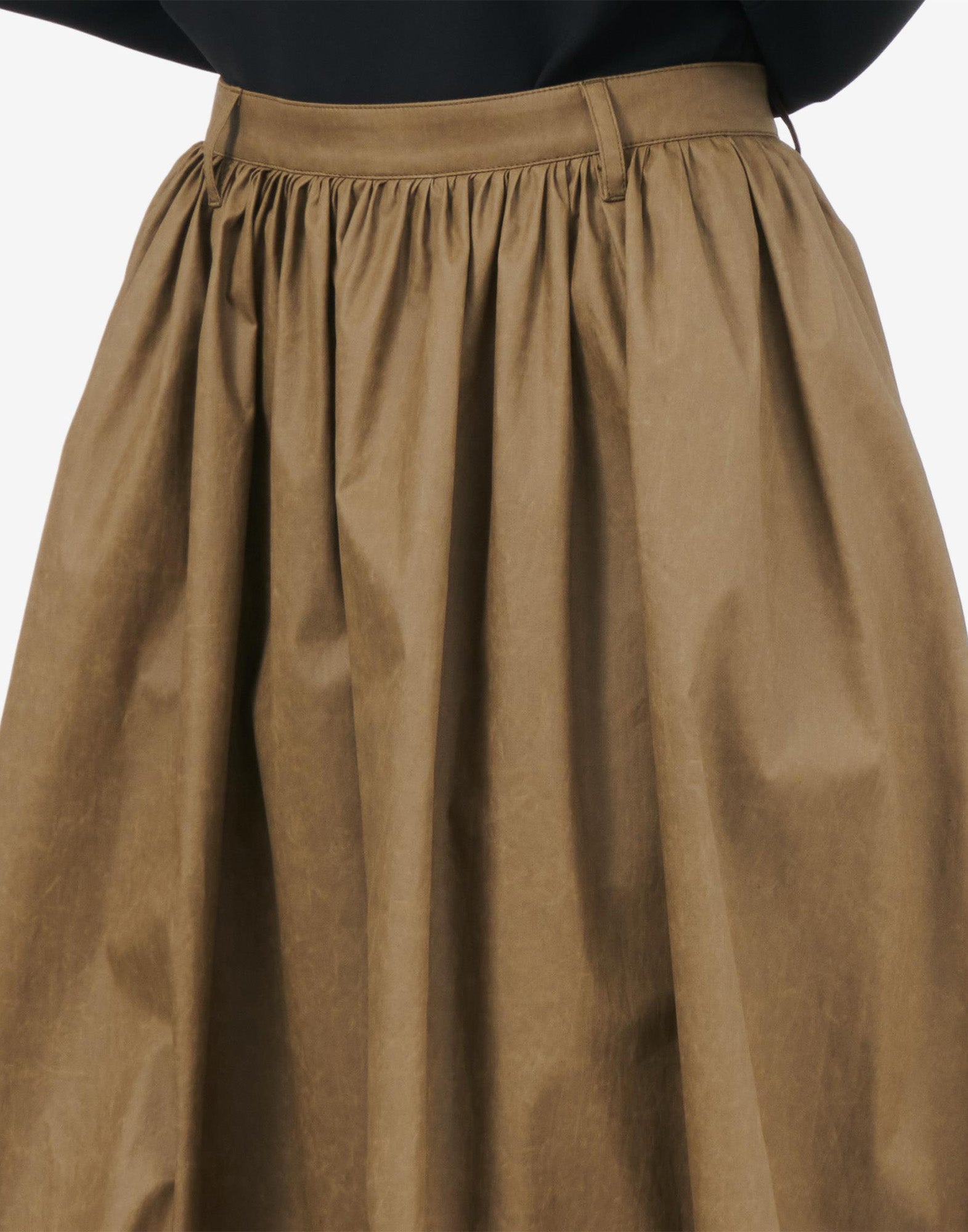 MM6 MAISON MARGIELA Gonna Midi in Cotone Spalmato Mud Green