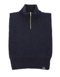 MM6 MAISON MARGIELA Gilet in Lana a Coste con Collo Zip Navy