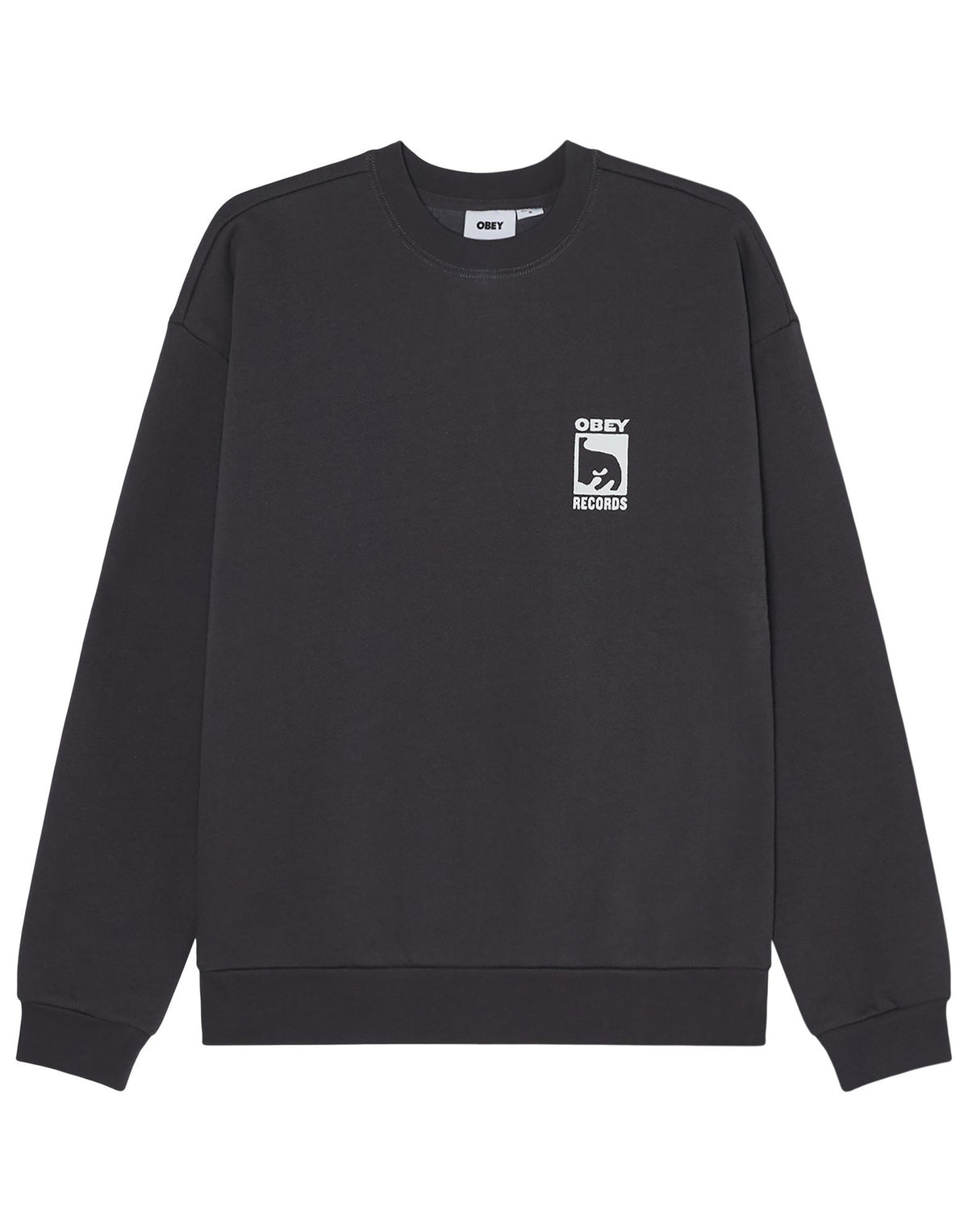OBEY Felpa Records Extra Heavy Girocollo Vintage Black
