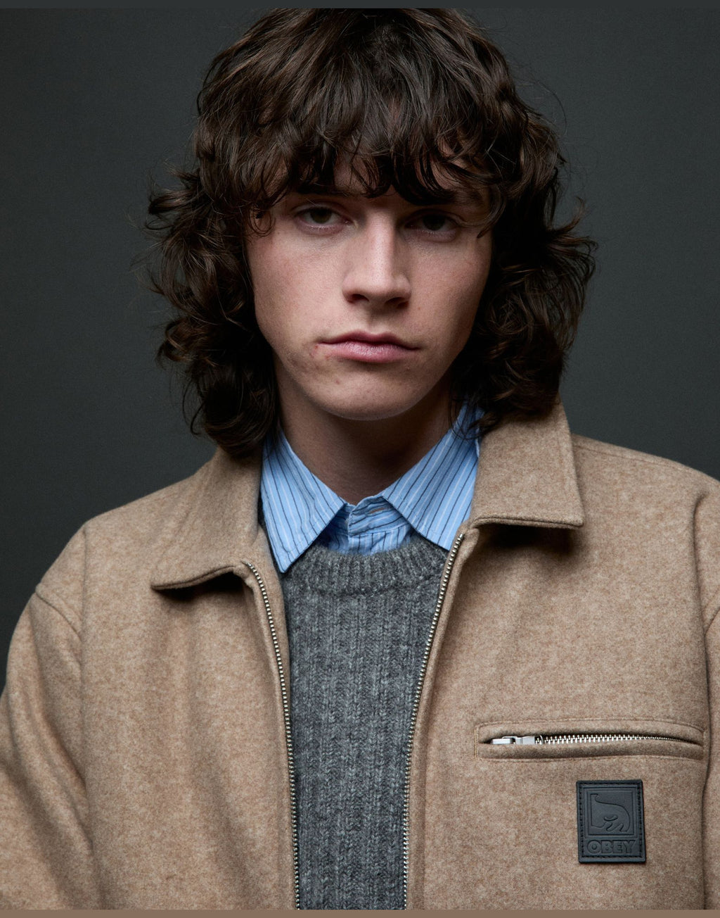 OBEY Giacca Ledger Blouson con Zip Latte