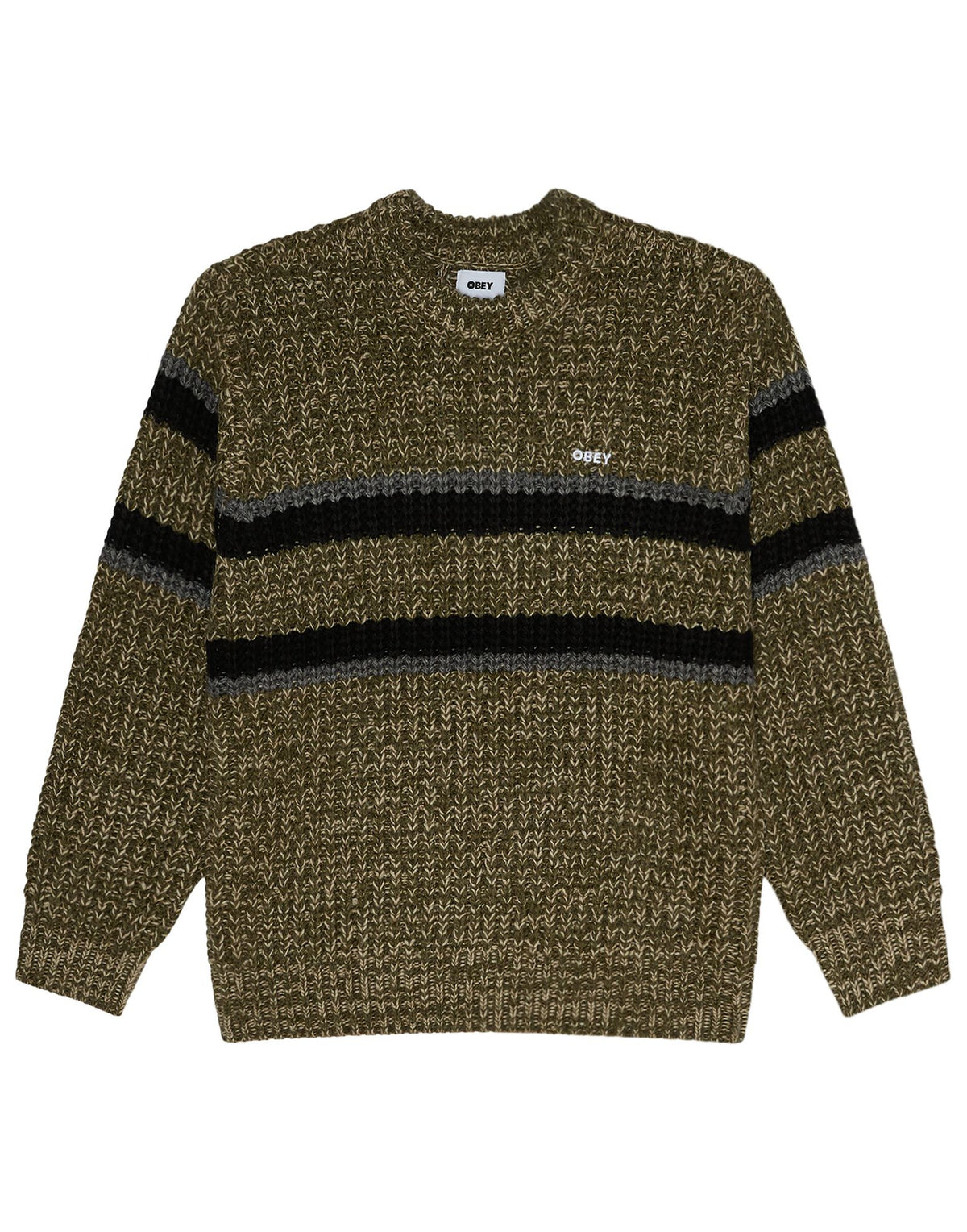 OBEY Maglione Alden a Righe Green Multi
