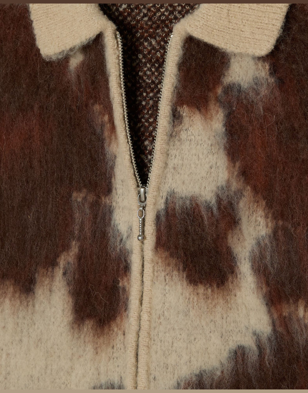 OBEY Cardigan Cow Pattern con Zip Cow Multi