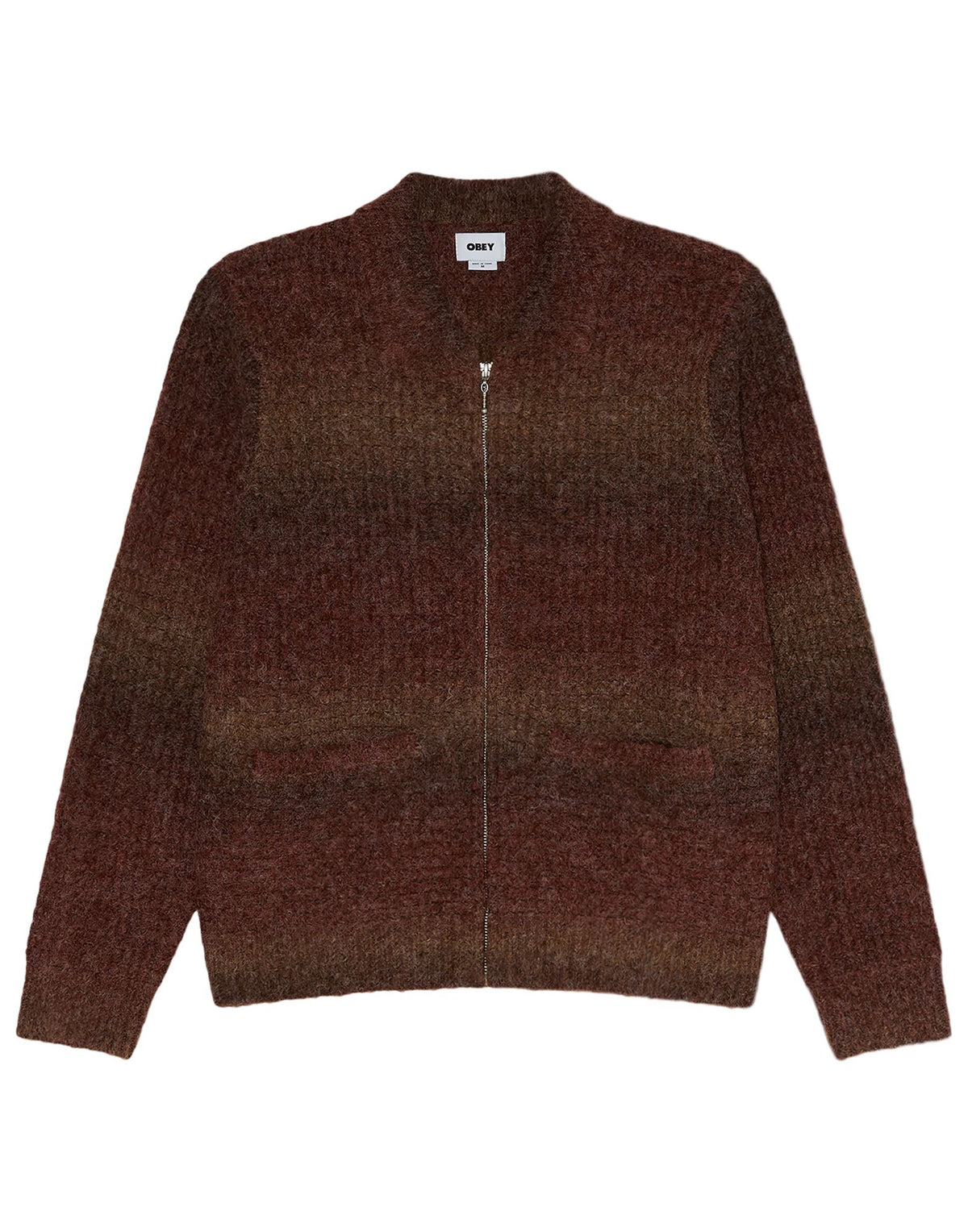 OBEY Cardigan Anton Gradient con Zip Brown Multi