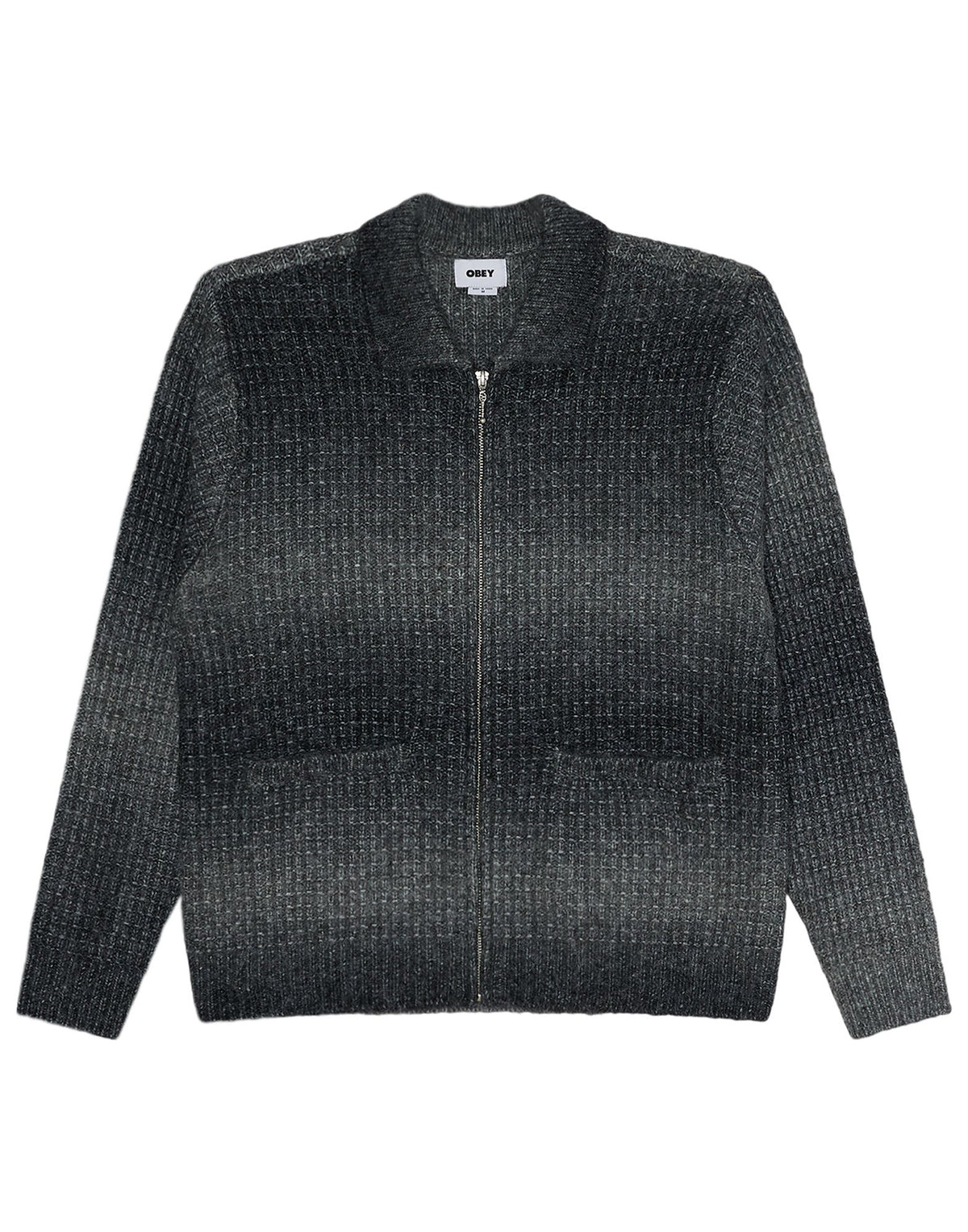 OBEY Cardigan Anton Gradient con Zip Charcoal Multi