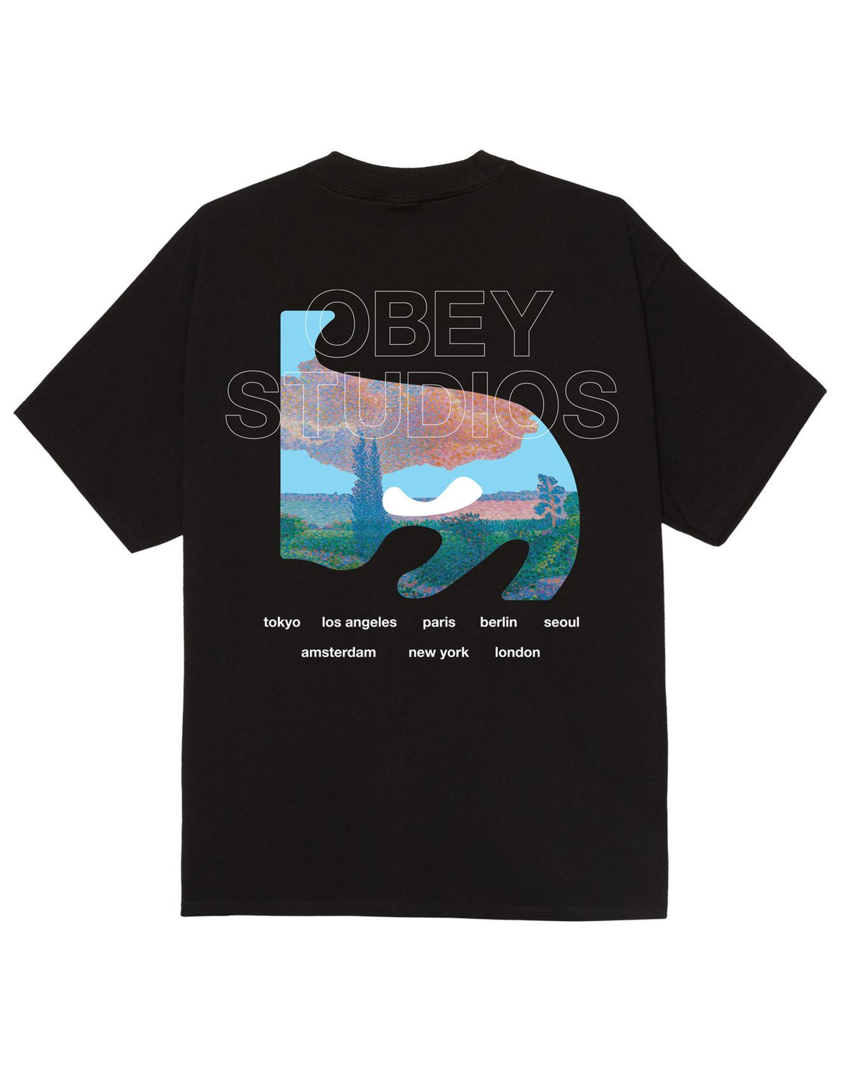 OBEY T-shirt Pastures con Stampa Nero
