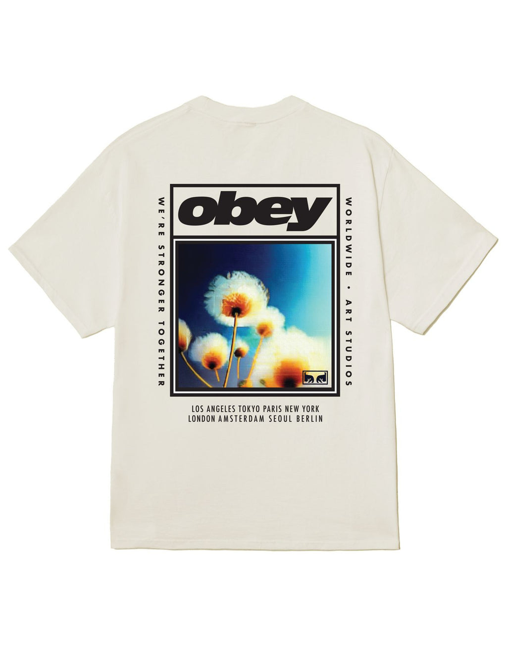 OBEY T-shirt Stronger Together con Stampa Vintage White