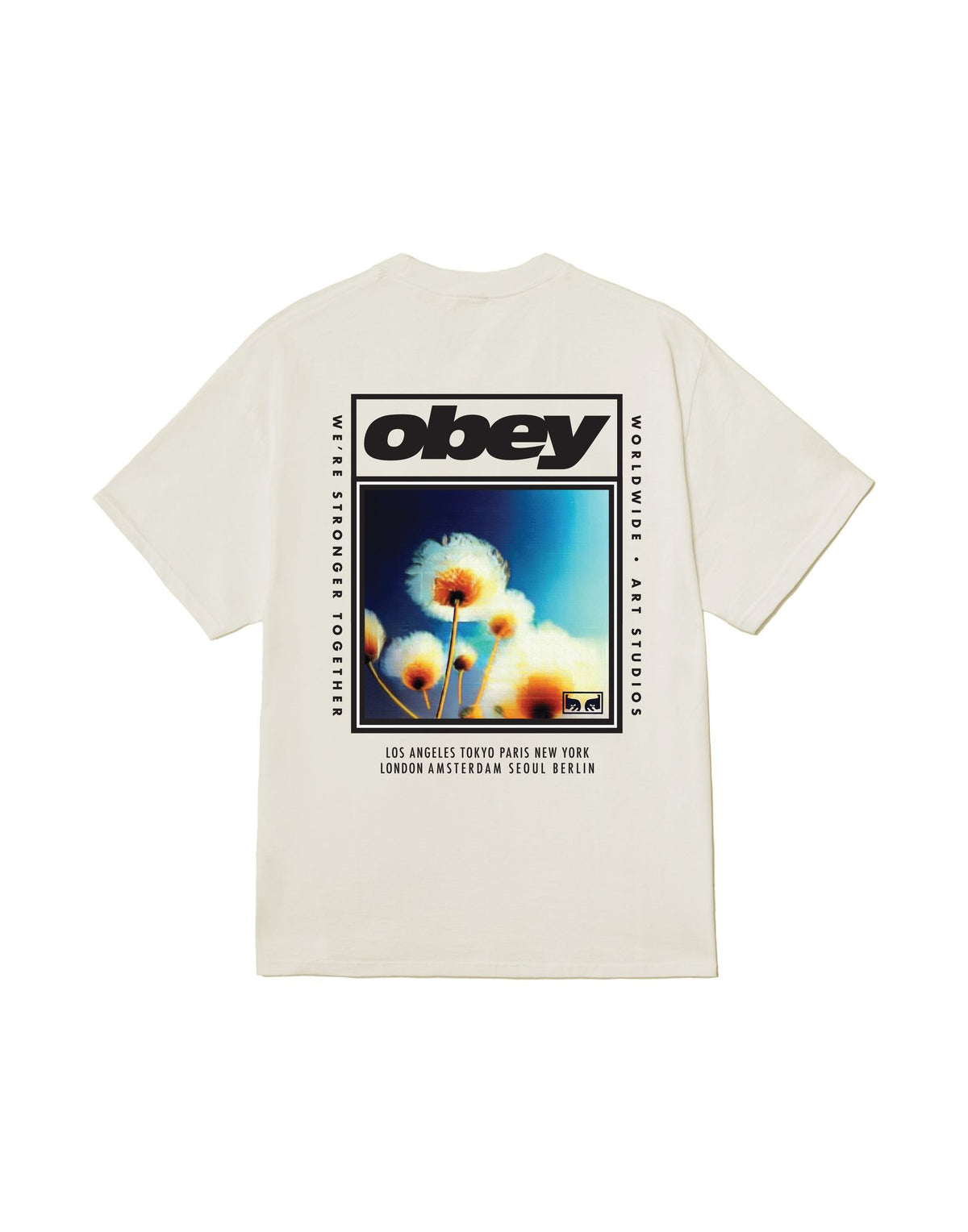 OBEY T-shirt Stronger Together con Stampa Vintage White