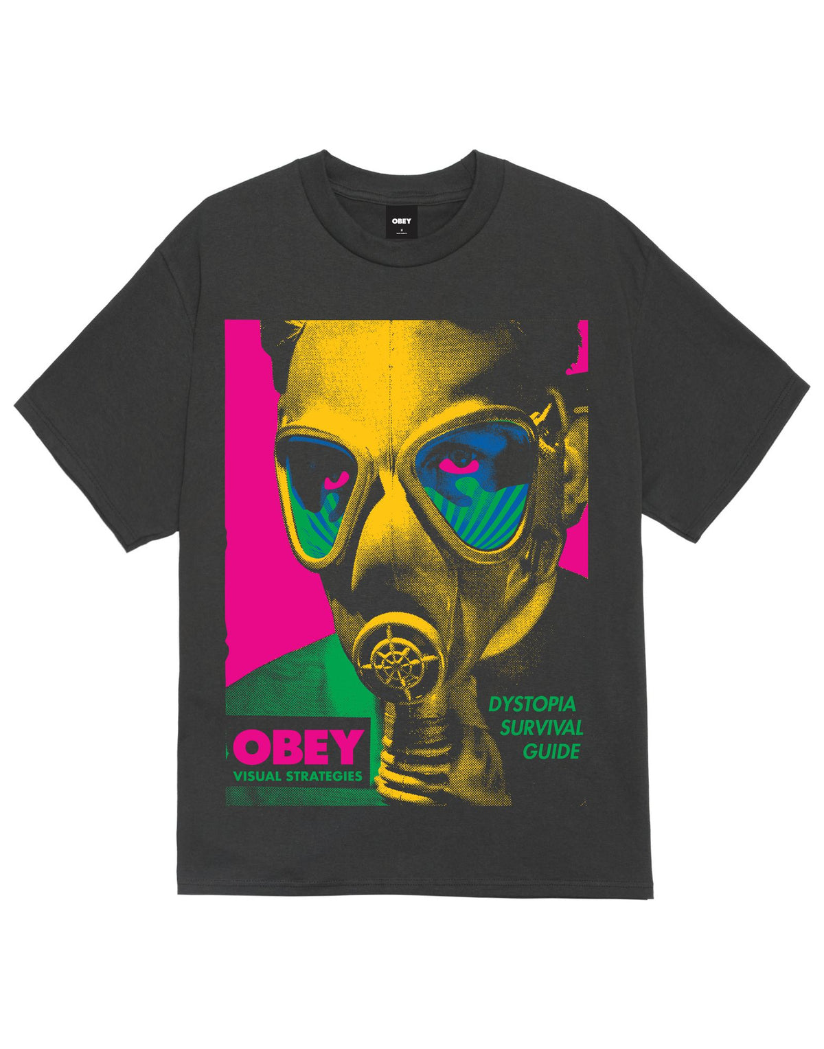 OBEY T-shirt Gas Mask con Stampa Vintage Black
