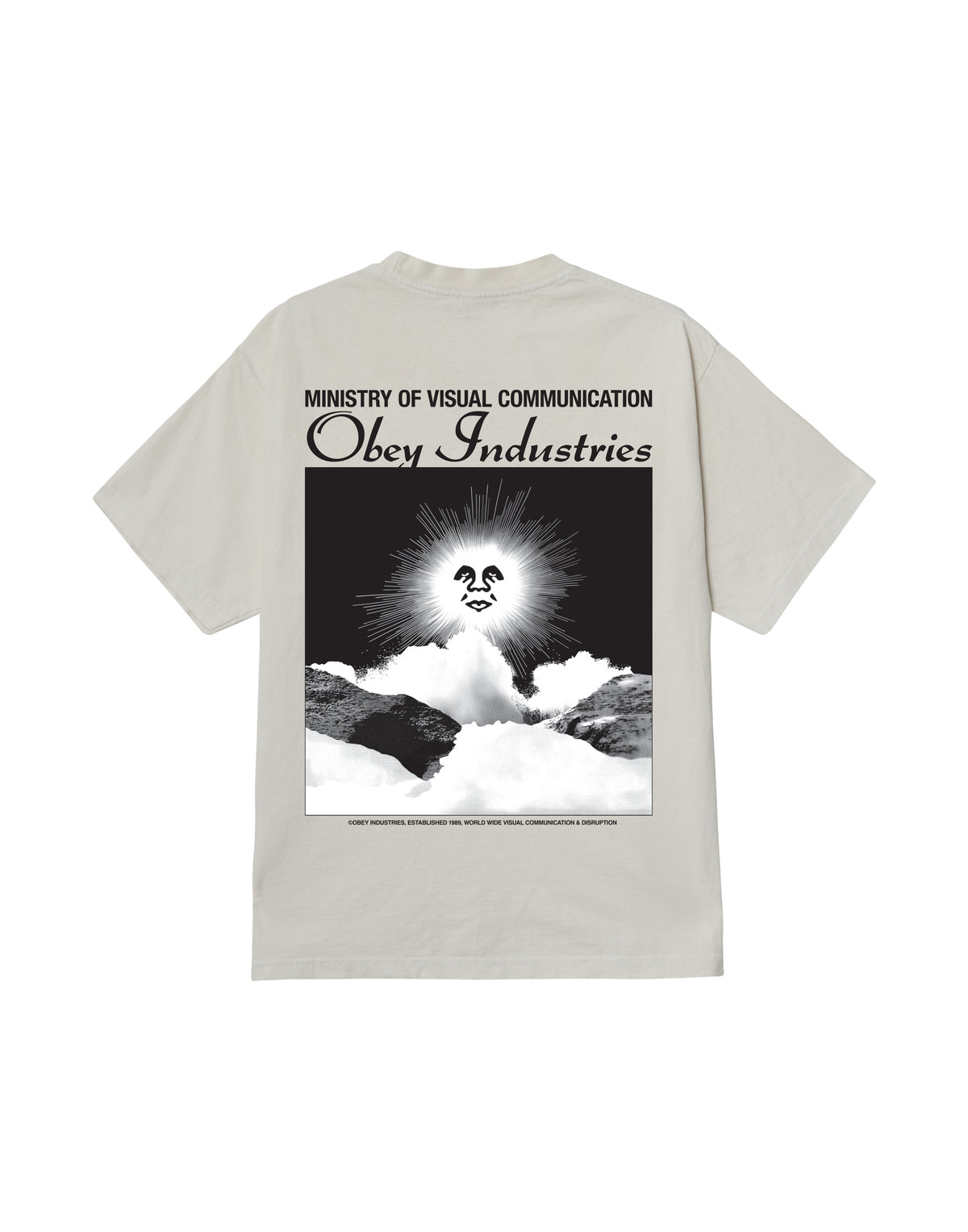 OBEY T-shirt Ministry con Stampa Pigment Chalk White