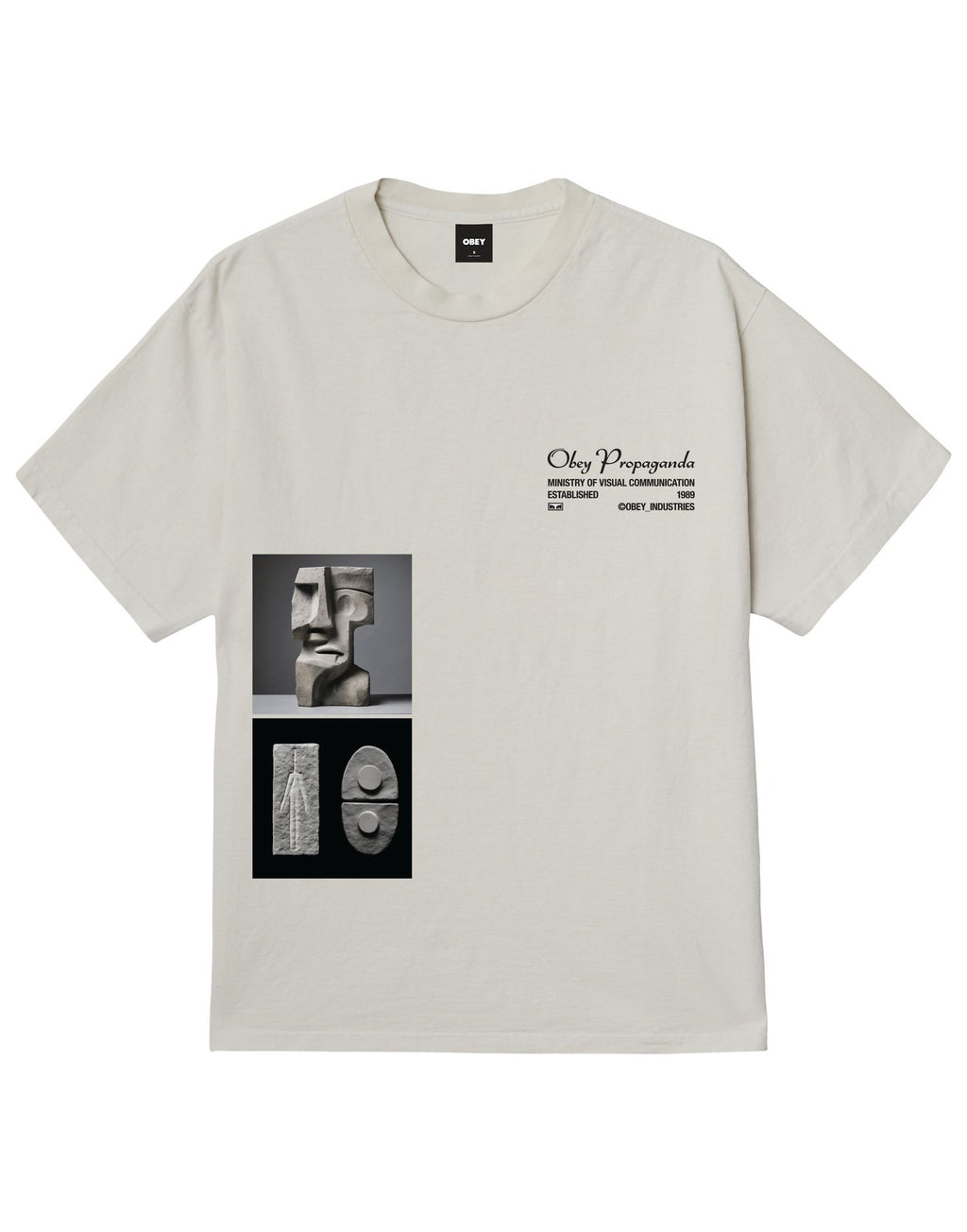 OBEY T-shirt Ministry con Stampa Pigment Chalk White