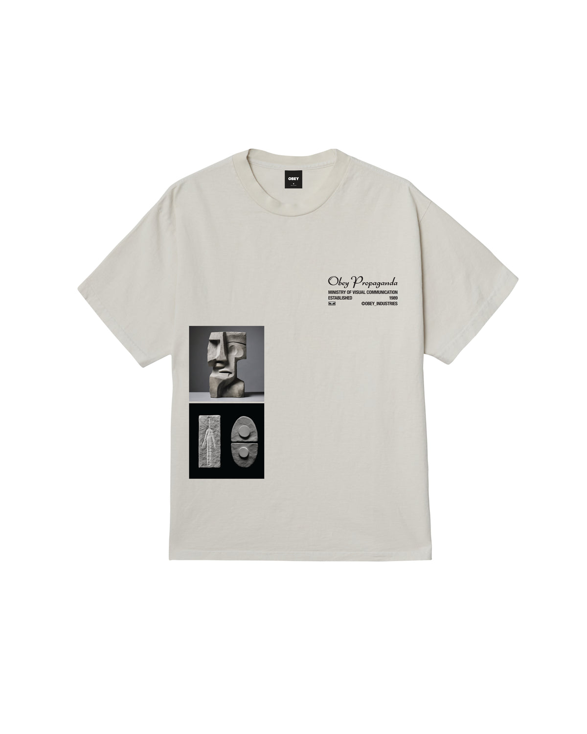 OBEY T-shirt Ministry con Stampa Pigment Chalk White