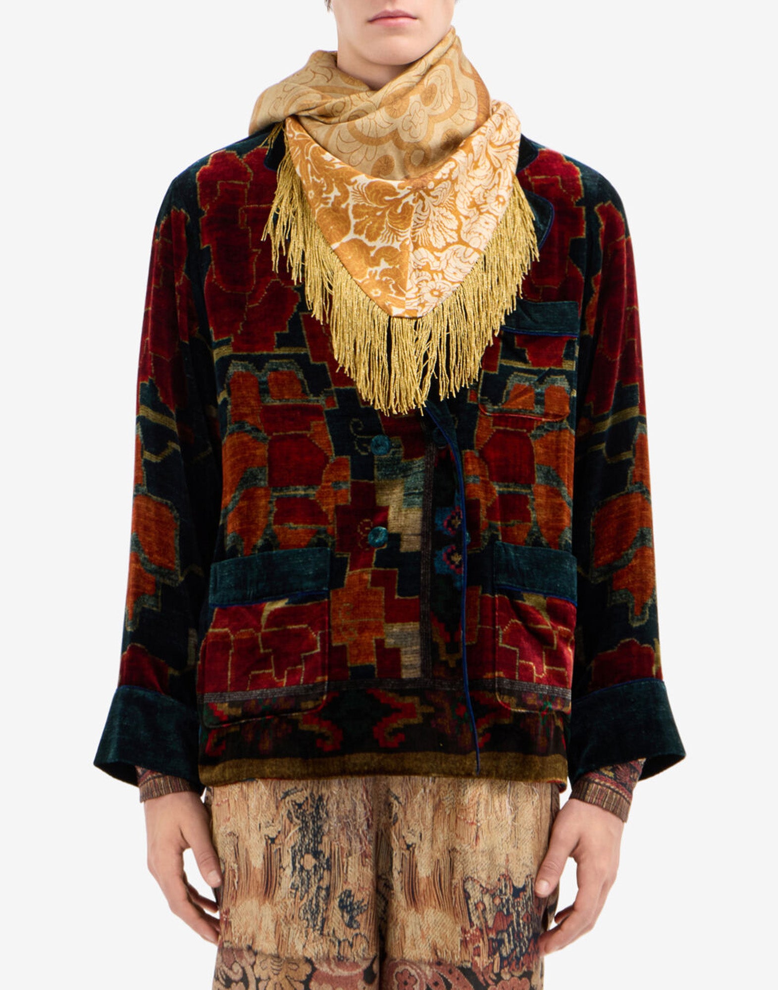 PIERRE-LOUIS MASCIA Foulard Bandana in Seta Oro