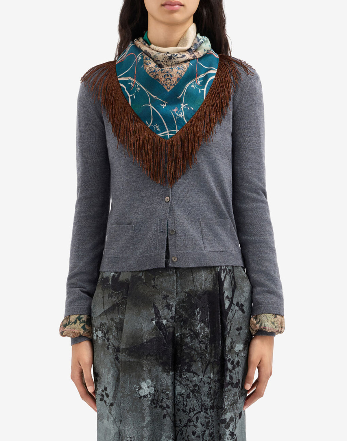 PIERRE-LOUIS MASCIA Foulard Bandana in Seta Turchese