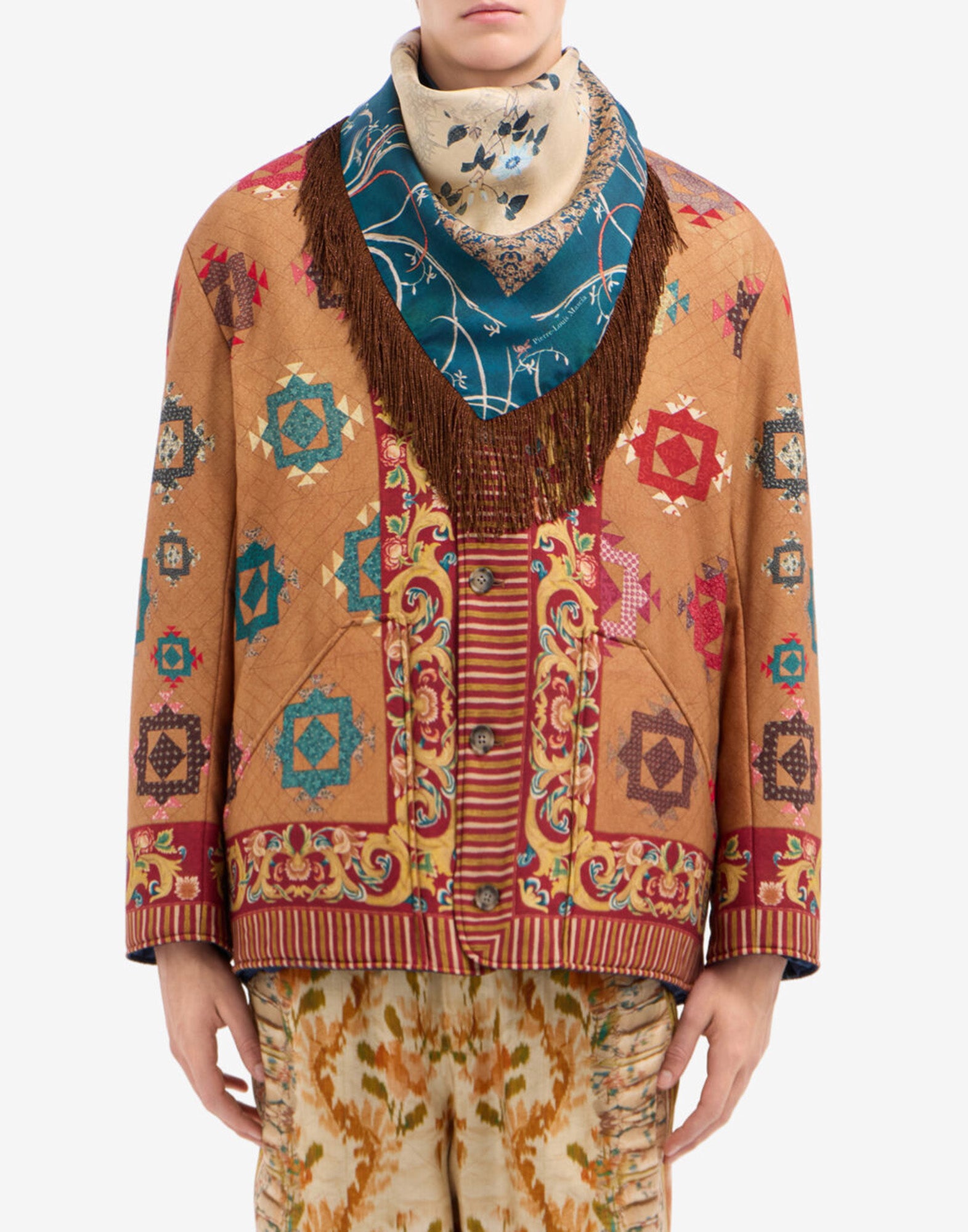 PIERRE-LOUIS MASCIA Foulard Bandana in Seta Turchese
