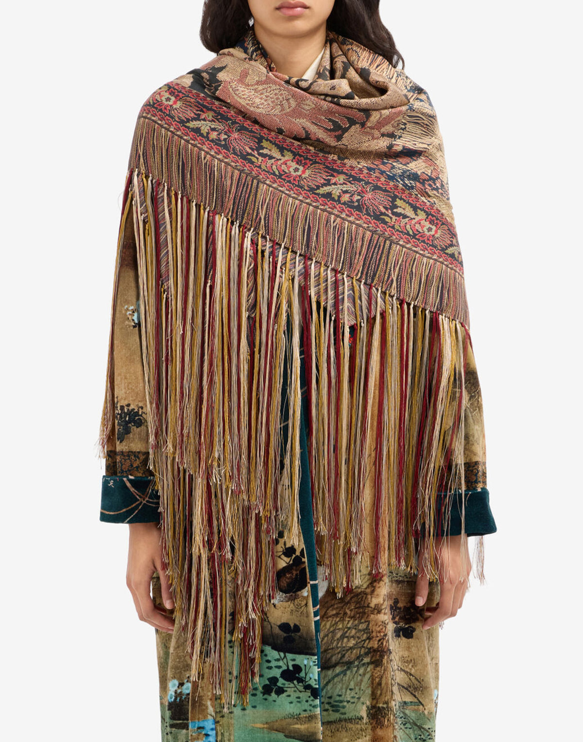 PIERRE-LOUIS MASCIA Scialle Foulard in Seta Stampa Naturale