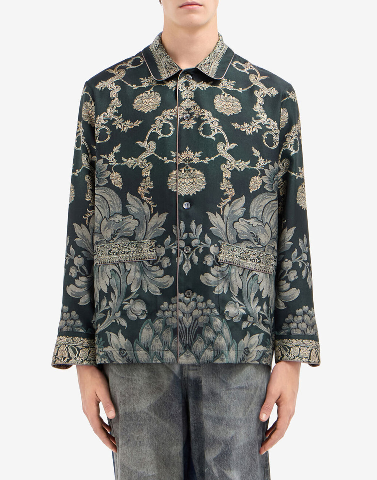 PIERRE-LOUIS MASCIA Chemise en soie imprimée motif botanique