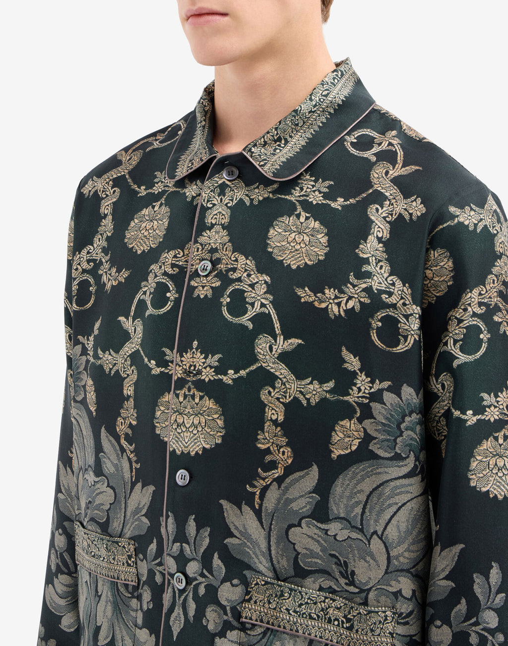 PIERRE-LOUIS MASCIA Camicia in Seta Stampata Stampa Botanica