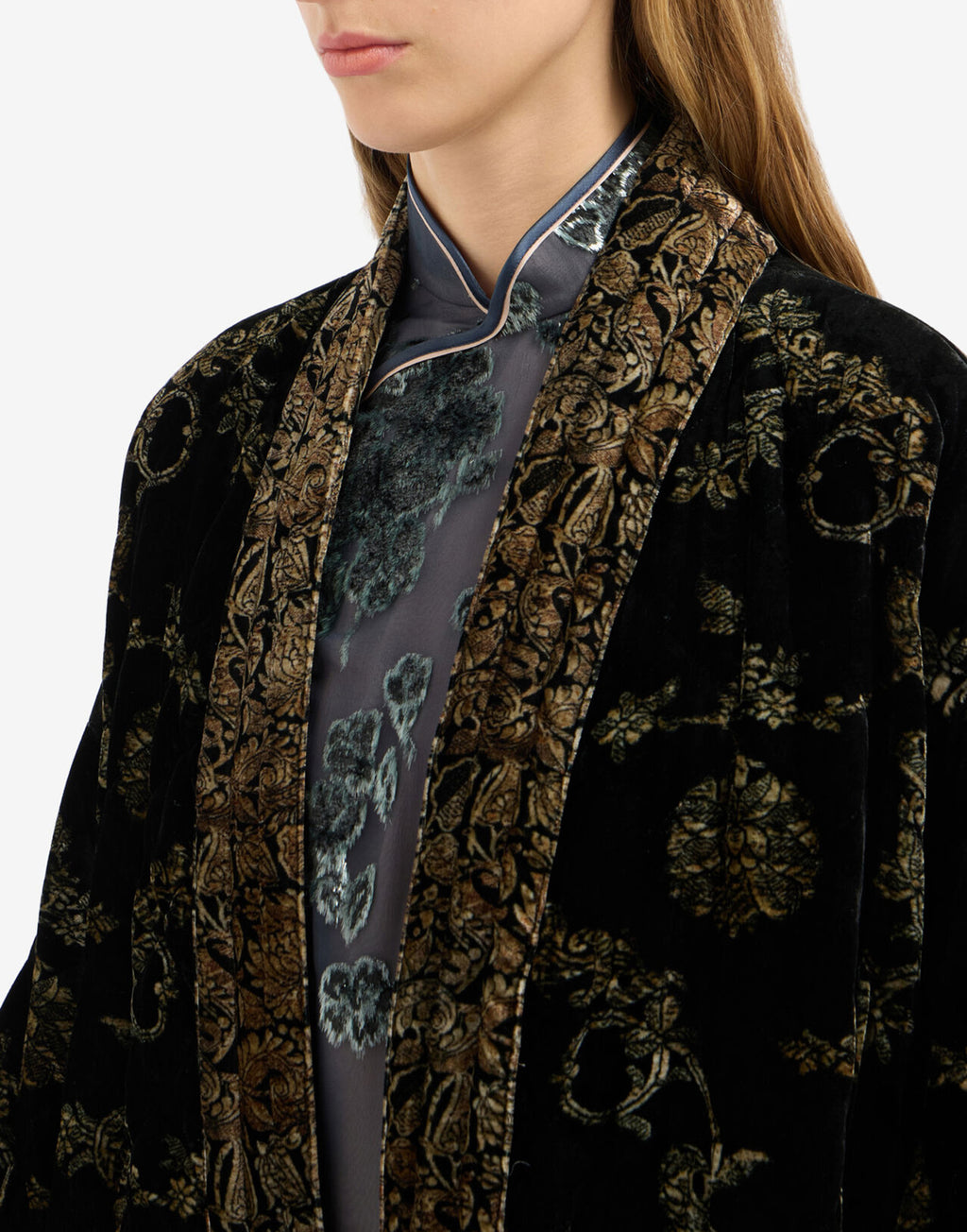 PIERRE-LOUIS MASCIA Kimono in Velluto Viscosa e Seta