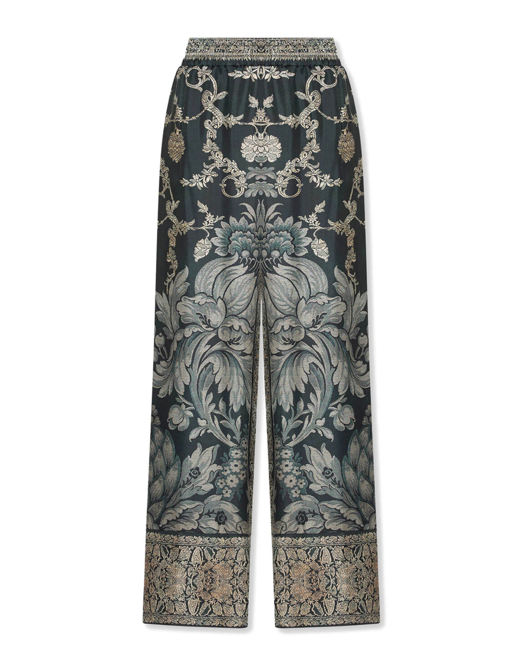 PIERRE-LOUIS MASCIA Pantaloni Palazzo in Seta Stampa Botanica