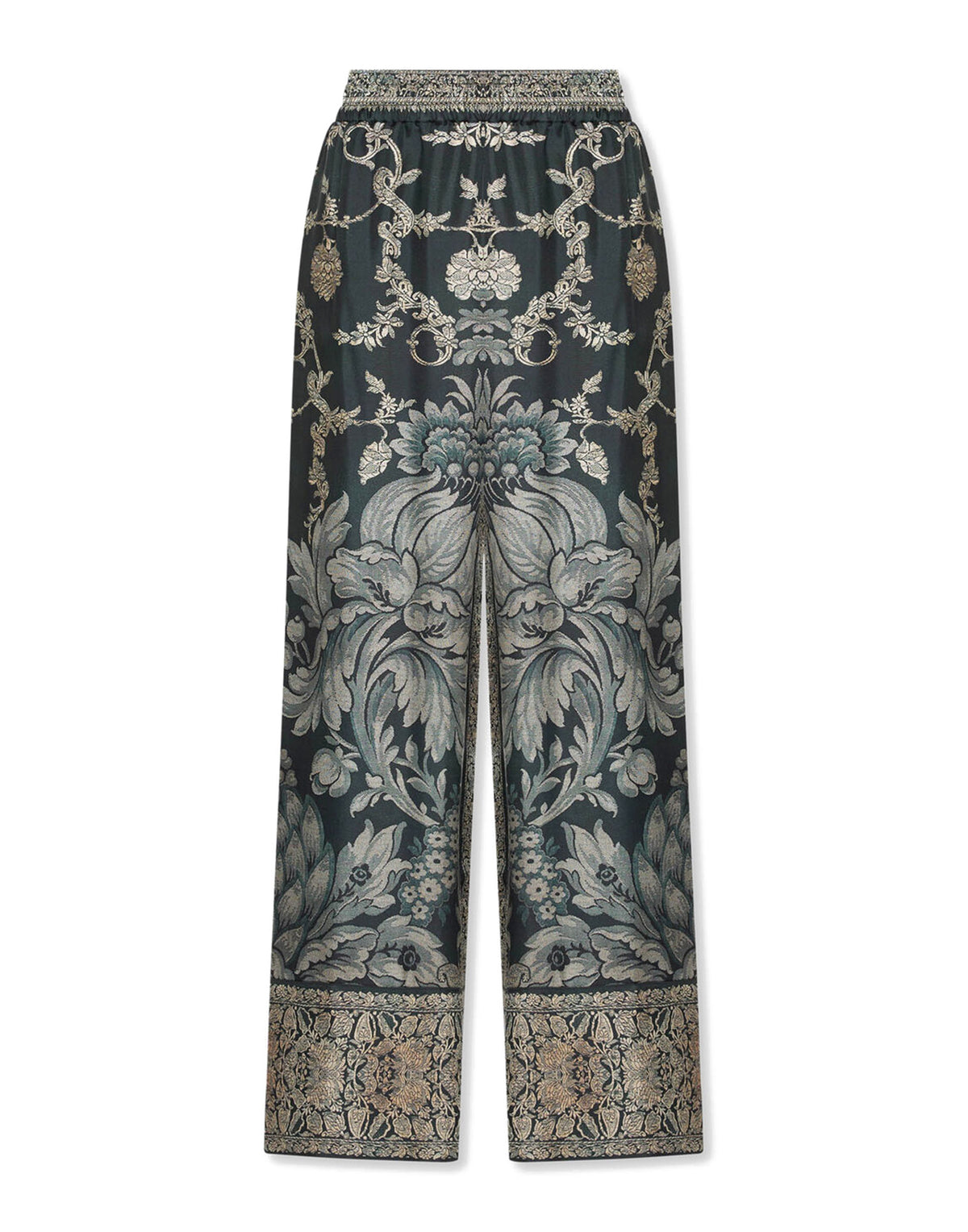 PIERRE-LOUIS MASCIA Pantaloni Palazzo in Seta Stampa Botanica