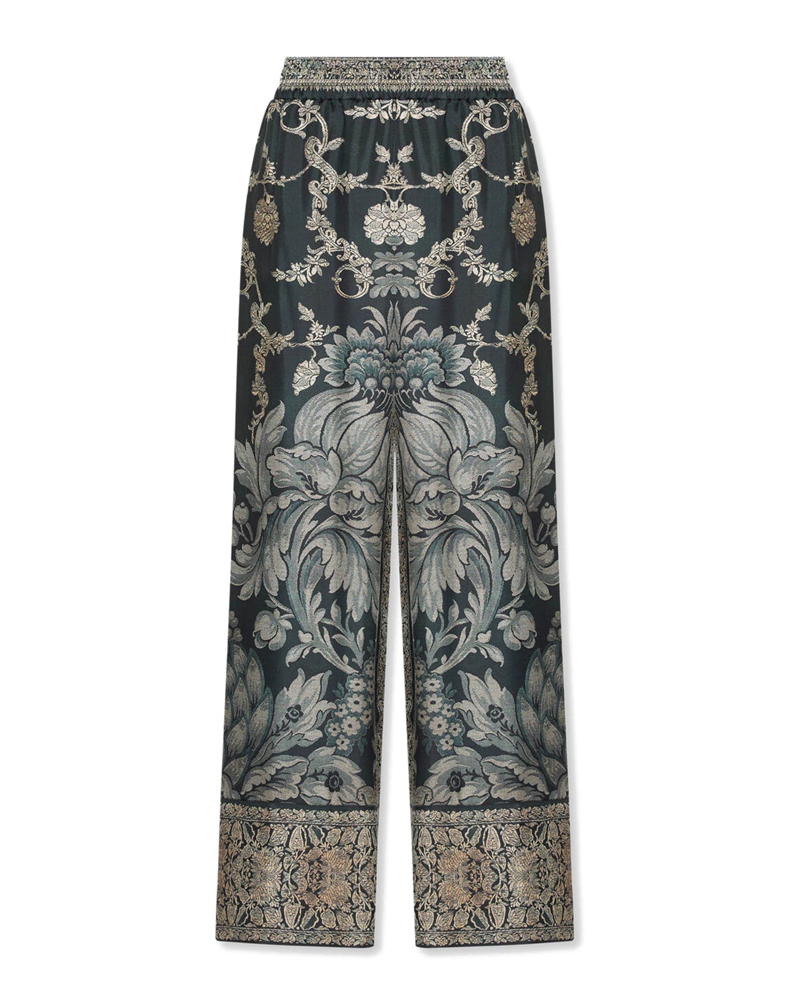 PIERRE-LOUIS MASCIA Pantaloni Palazzo in Seta Stampa Botanica
