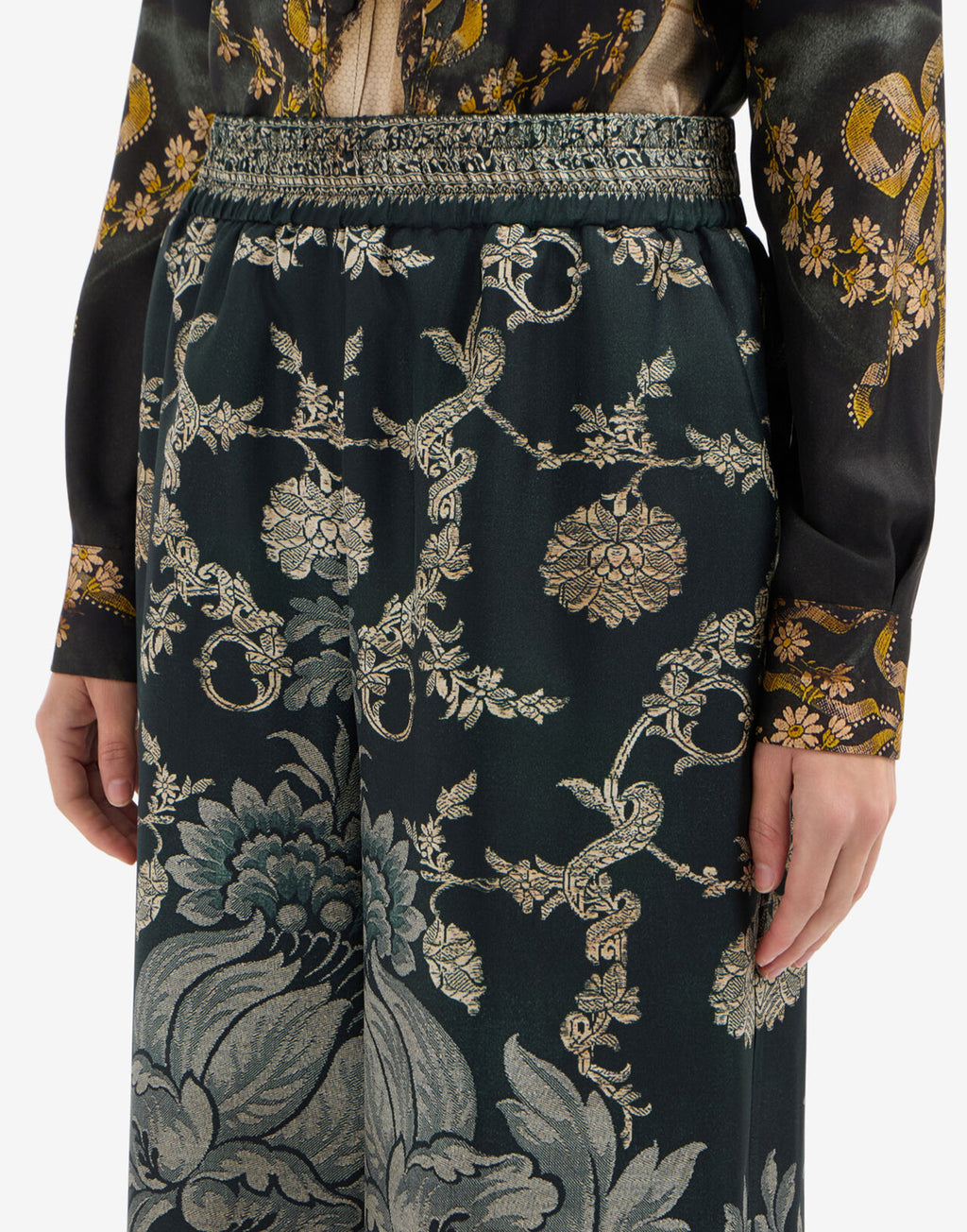 PIERRE-LOUIS MASCIA Pantaloni Palazzo in Seta Stampa Botanica